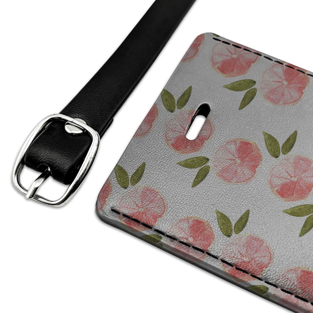 Pink Grapefruit Leather Luggage Tag - Rectangle Suitcase ID Card Holder for Carry-On Bags - Perfect for Travel, Business Trips & Vacation Identification