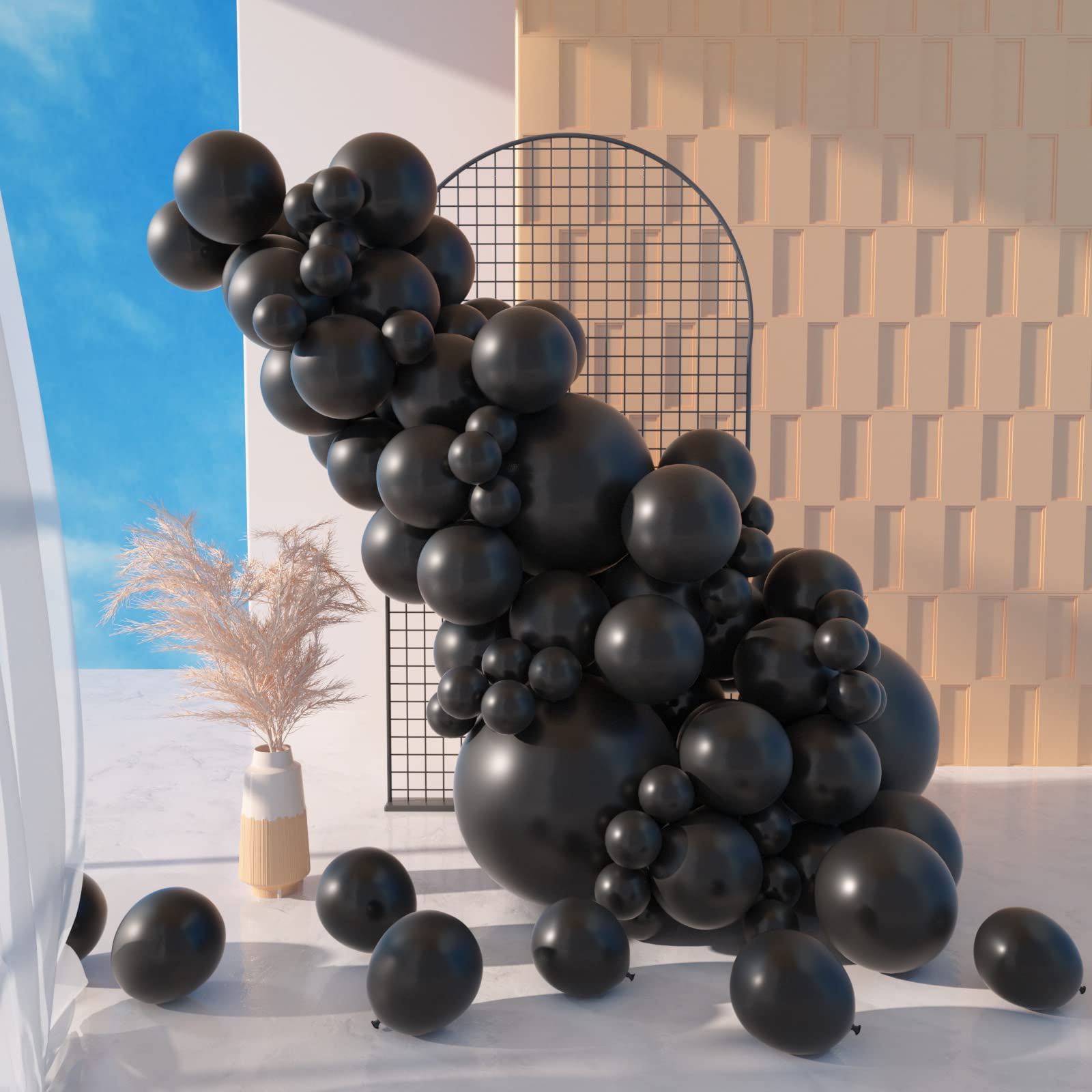 100Pcs Black Balloons Garland Arch Kit - 5/10/12/18 Inch Latex Balloons for Halloween, Graduation, Birthday & Anniversary Party Decorations | Perfect for Backdrop, Ceiling & Wall Decor