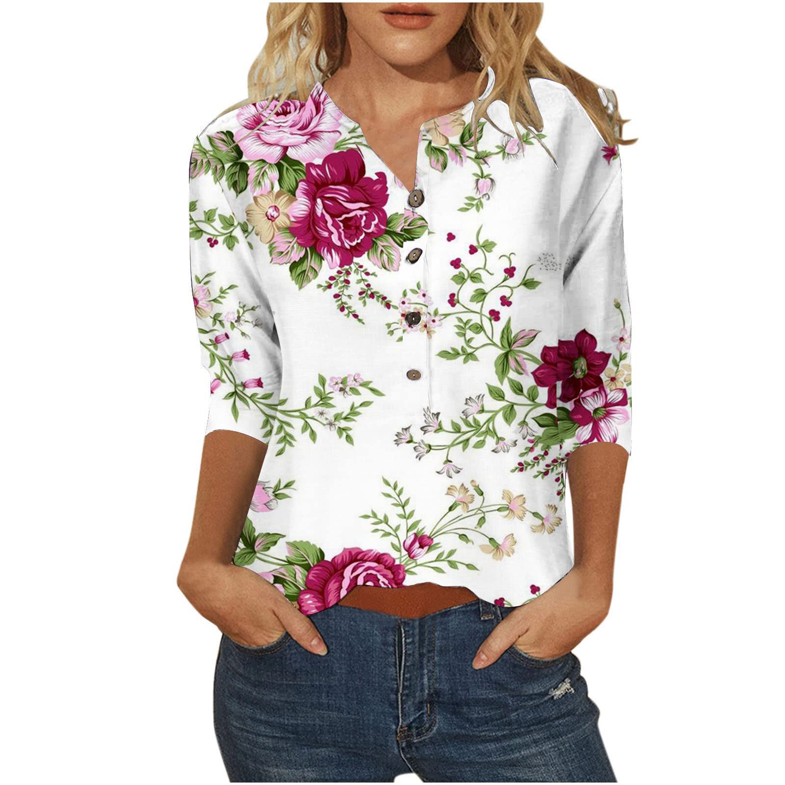 Alwyeans Women's Summer Tops - Classic Button Down Short Sleeve V-Neck Graphic Print Blouse | Business Casual & Sports Wear | Perfect for Office, Outings & Summer Activities
