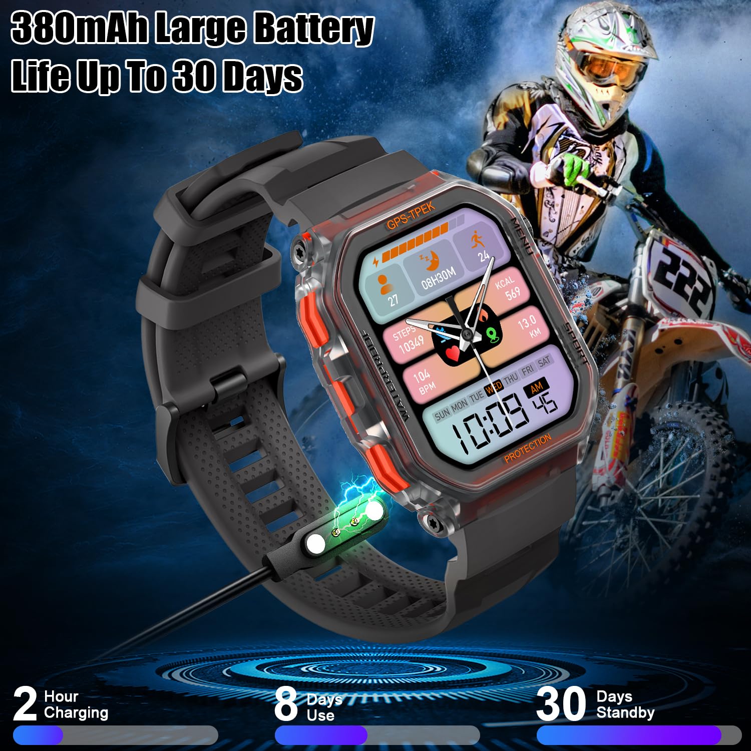 Military Smart Watch for Men - 1.75