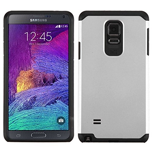 SAMSUNG Galaxy Note 4 Phone Case - Shockproof Protective Cover with Retail Packaging (Black/Silver) - Perfect for Daily Use, Travel & Outdoor Activities