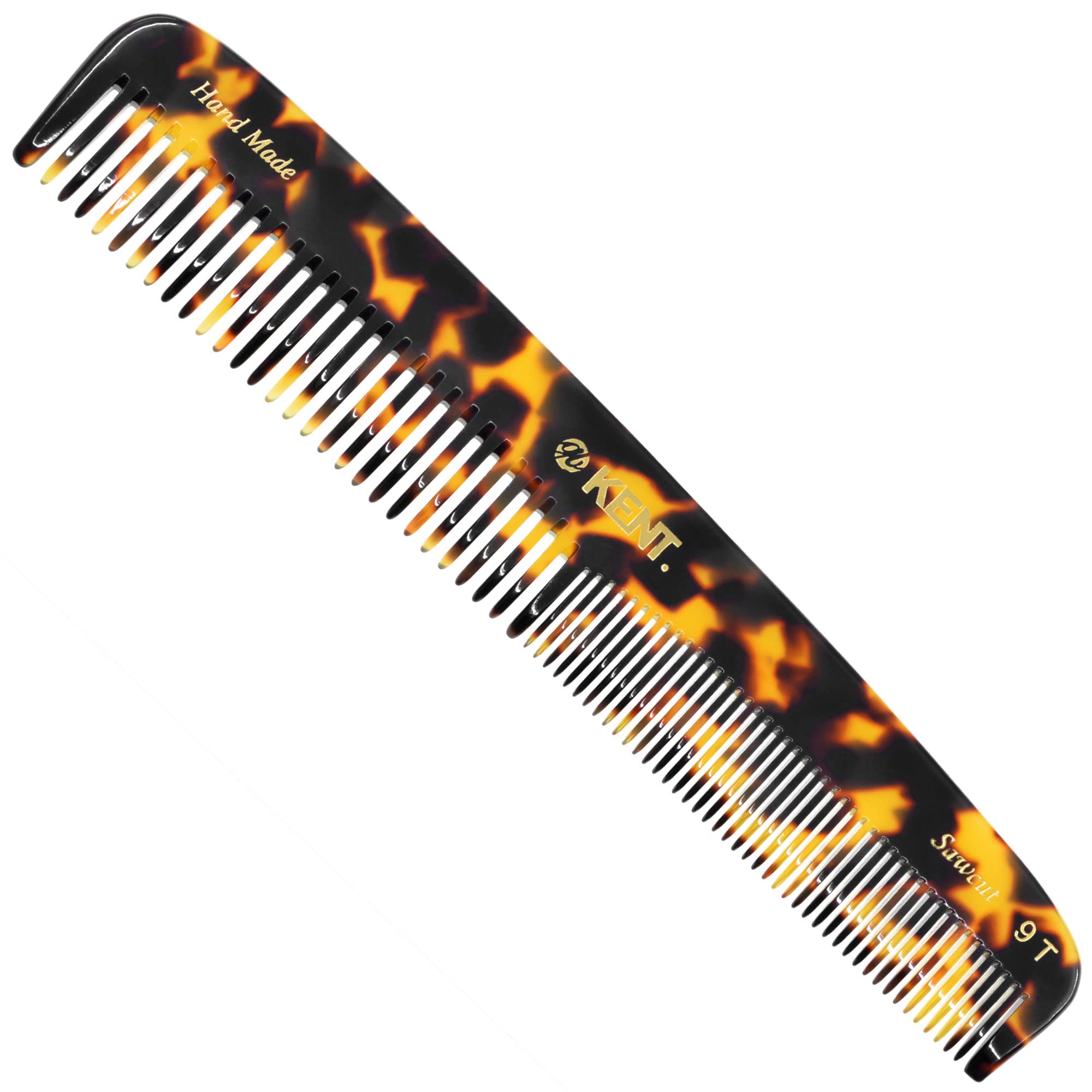 Kent 9T Fine & Wide Tooth Detangling Comb Set - Handmade Saw-Cut Dressing Comb for Women & Men - Wet/Dry Hair Detangler - Made in England (Yellow Tokyo) - Perfect for Salon, Travel & Home Hair Care