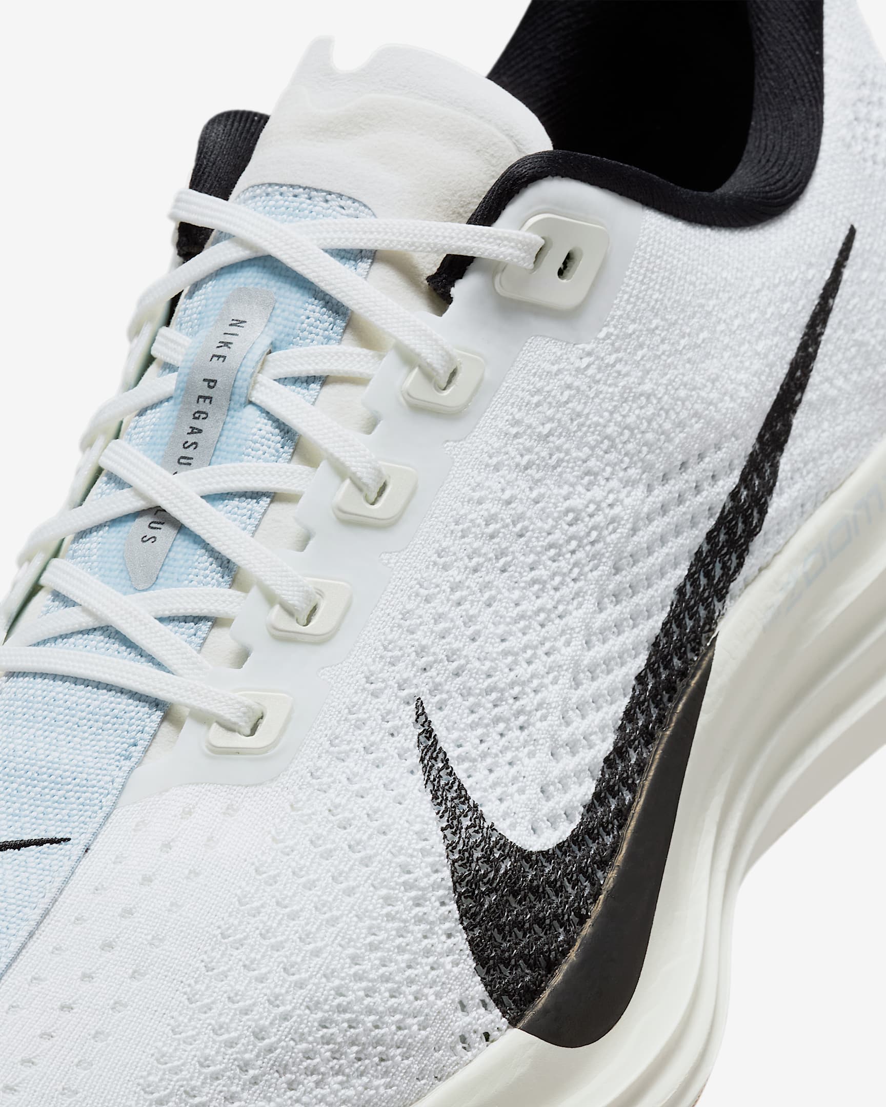 Nike Air Zoom Pegasus Plus Men's Running Shoes (D Width) - White/Sail/Blue Tint/Black | Cushioned Support for Road Running, Training & Daily Wear