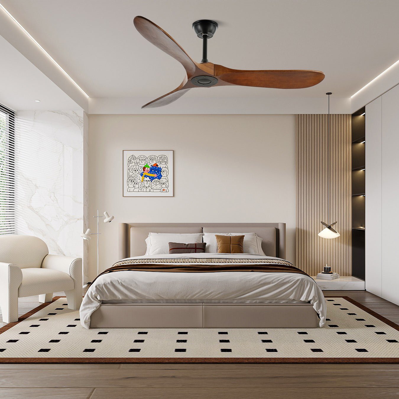 Aero Breeze 42/52 Inch Ceiling Fan with Remote Control - Modern Low Profile Flush Mount Design - Perfect for Bedroom, Living Room, and Office Spaces