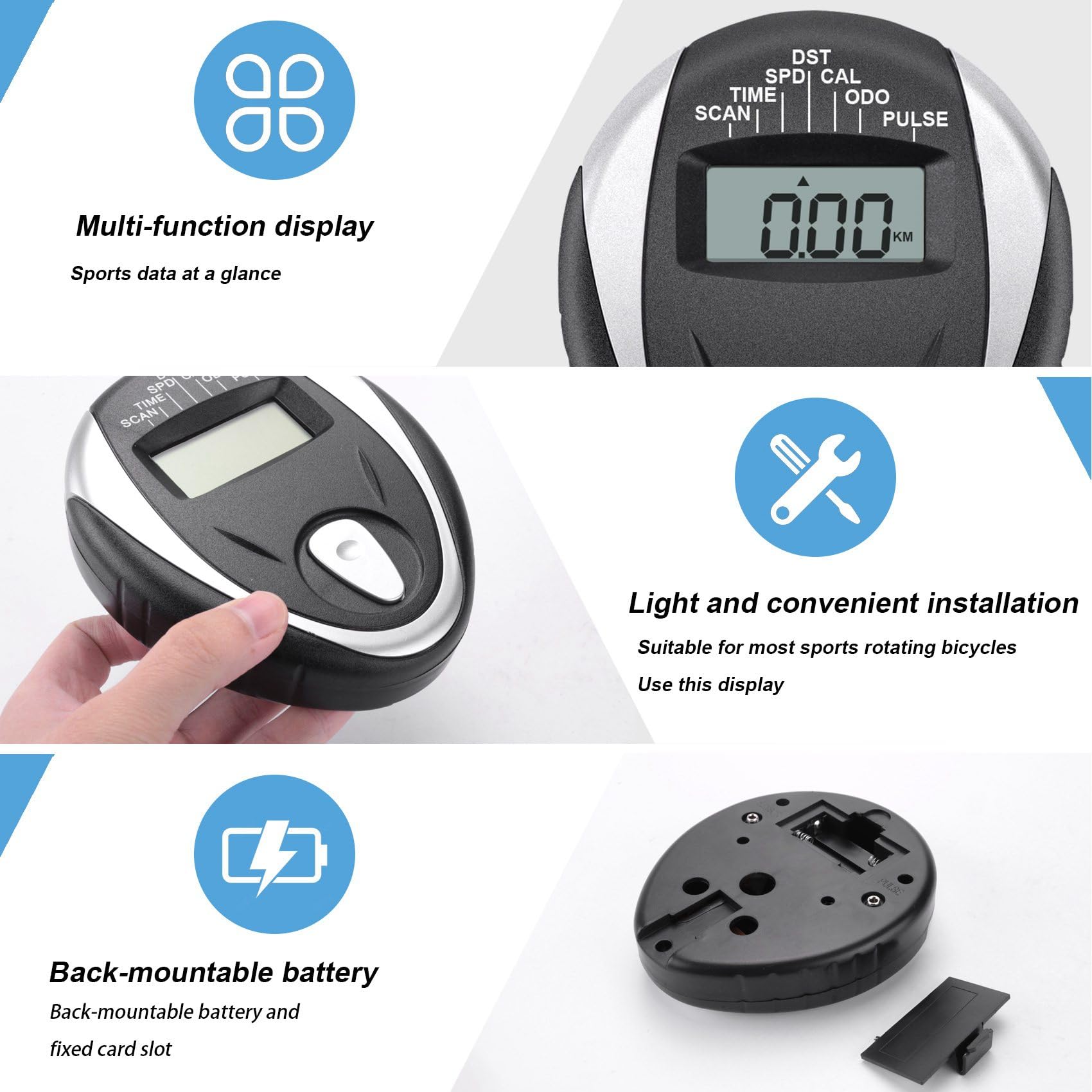 Bamberg Exercise Bike Speedometer Replacement - LCD Display with Heart Rate Monitor for Indoor Cycling - Perfect for Home Gym, Spin Class & Cardio Workouts