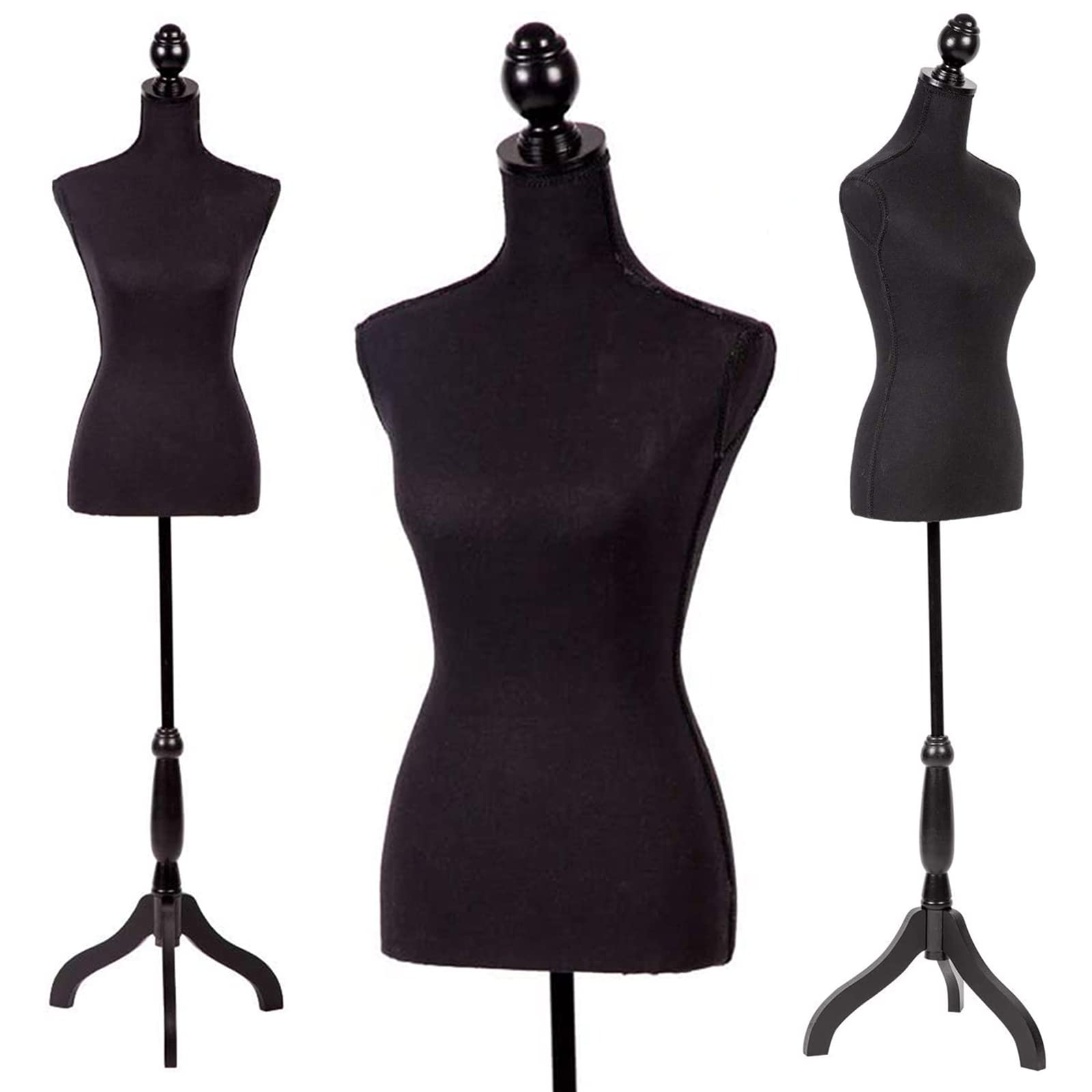 Adjustable Female Dress Form Mannequin Torso 60”-67” with Tripod Stand - Black Sewing Manikin for Clothing Design, Jewelry Display & Boutique Visual Merchandising - Perfect for Fashion Designers, Tailors & Retail Store Displays