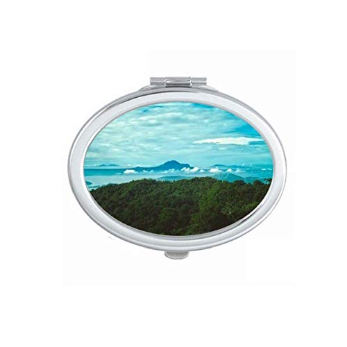 DIYthinker Blue Sky Green Forestry Nature Scenery Portable Folding Mirror - Double Sided Makeup Compact for Travel, Home & Outdoor Use