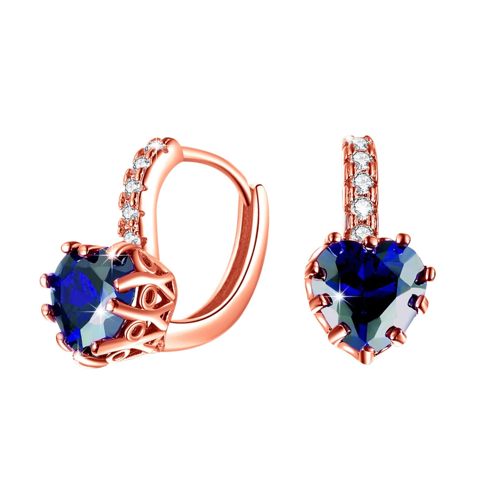 Heart Shaped Zircon Stud Earrings for Women & Girls - Elegant Ear Cuff Wrap Jewelry for Daily Wear, Parties & Gifts