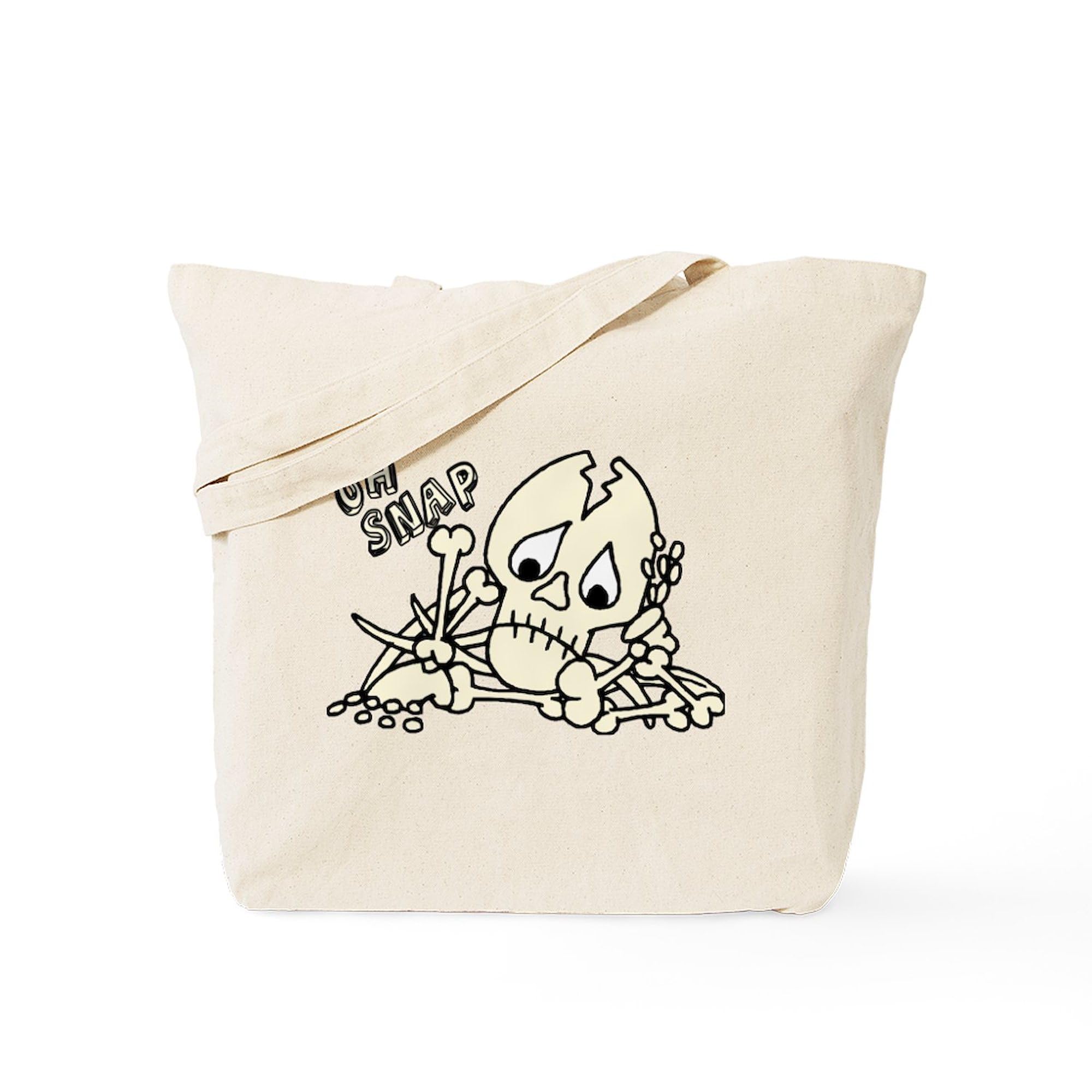 OH SNAP! Halloween Skeleton Tote Bag - Natural Canvas Reusable Shopping Bag for Groceries, Beach & Parties | Funny Gift for Halloween & Everyday Use