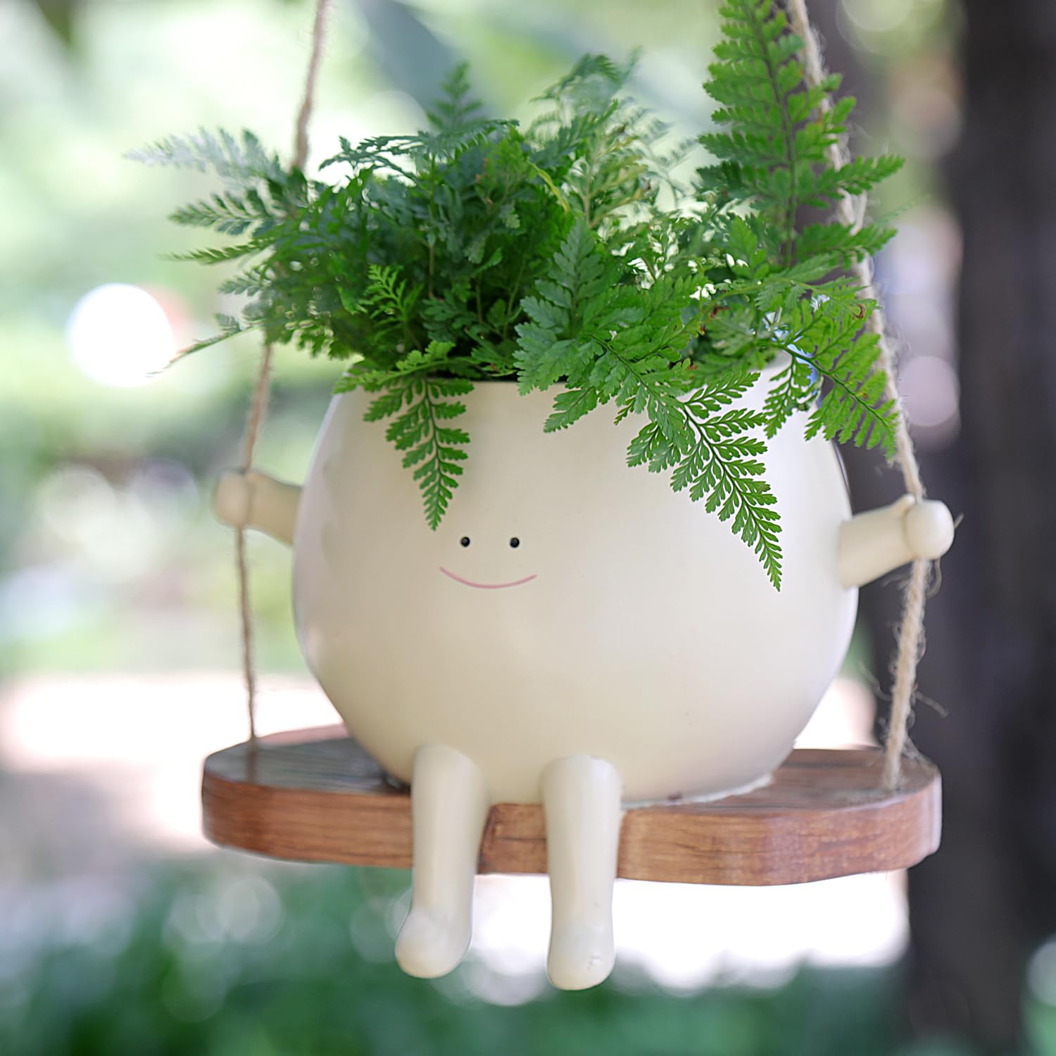 Large Hanging Face Planter Pot for Indoor & Outdoor Plants - Perfect for String of Pearls, Succulents & Flowers - Durable Resin Material - Great Gift for Mother's Day, Teacher Appreciation & Christmas (Home Decor, Garden, Patio, Office)