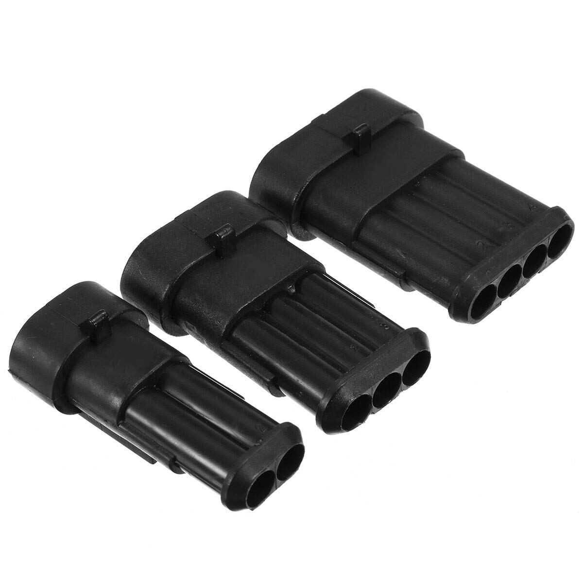 Mayitr 15Pcs IP68 Waterproof Connector Kit - 2/3/4 Pin Auto Electrical Plugs for Cars & Marine