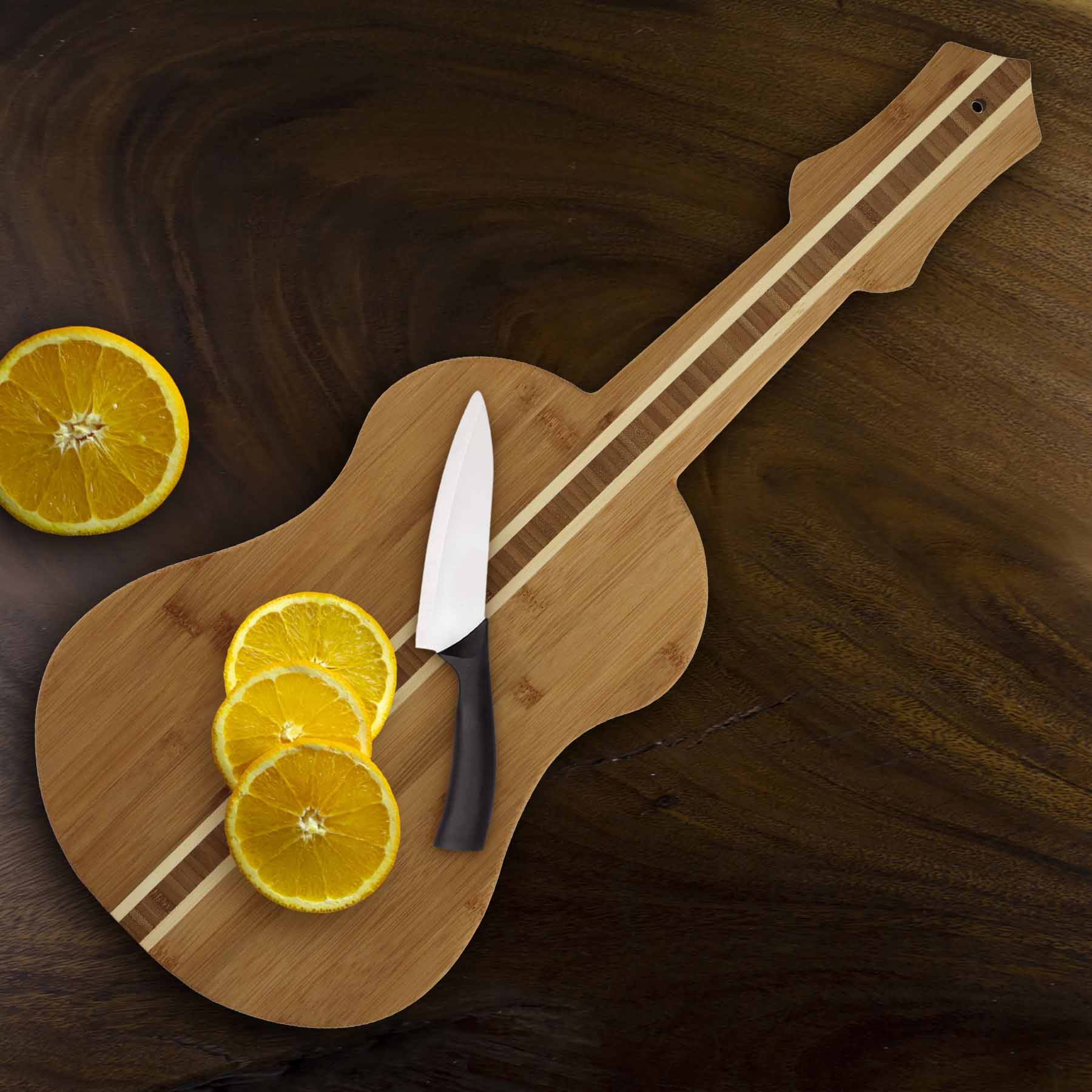 Premium Ukulele-Shaped Bamboo Cutting Board - 22