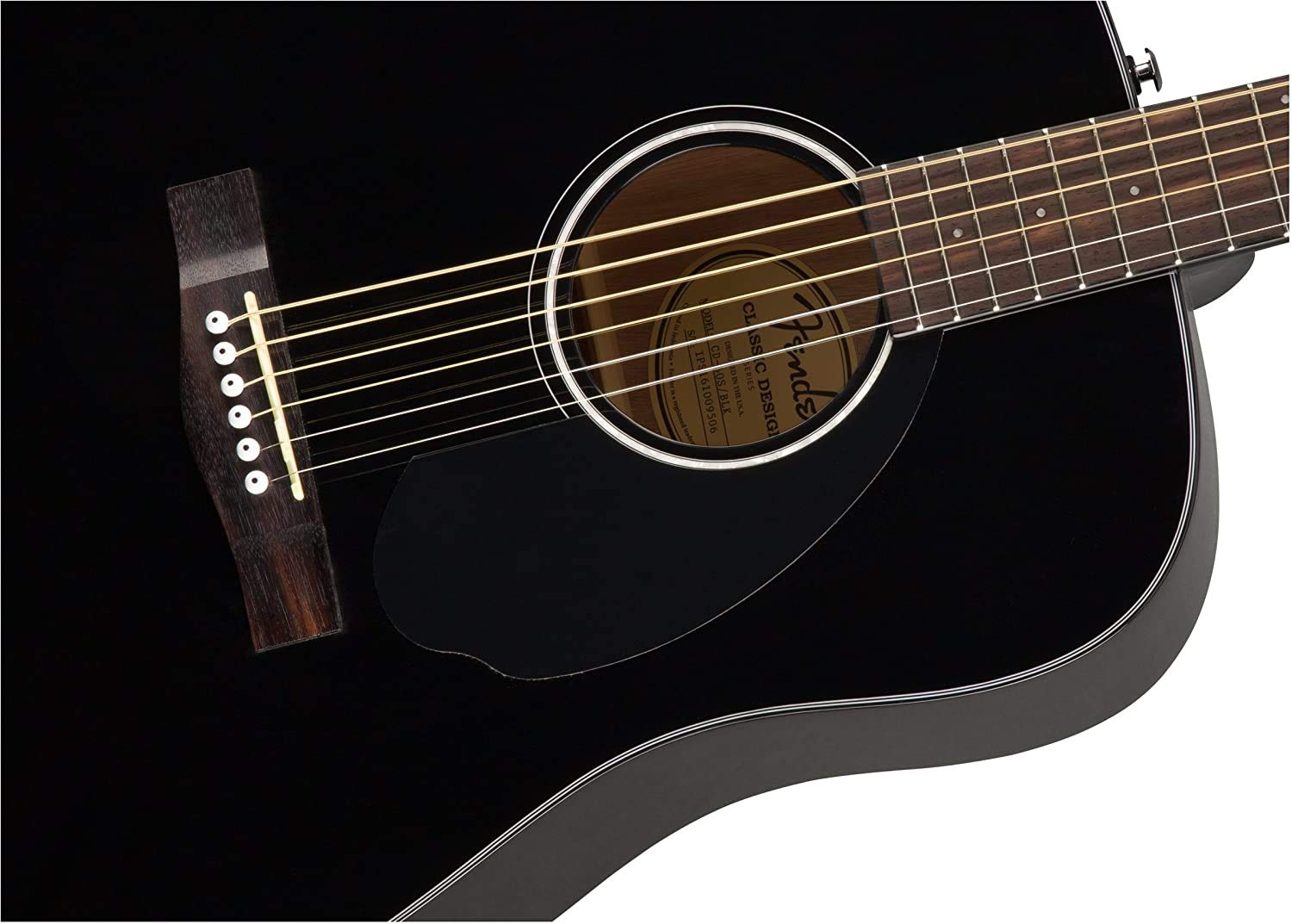 Fender CD-60S Solid Top Dreadnought Acoustic Guitar Bundle - Black with Hard Case, Tuner, Strap, Strings, Picks & Instructional DVD | Perfect for Beginners, Live Performances & Home Practice