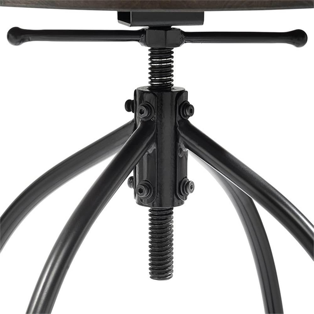 Home Square 2-Piece Adjustable Height Bar Stool Set - Natural Wood & Black Metal - Perfect for Kitchen Islands, Breakfast Bars & Home Bars