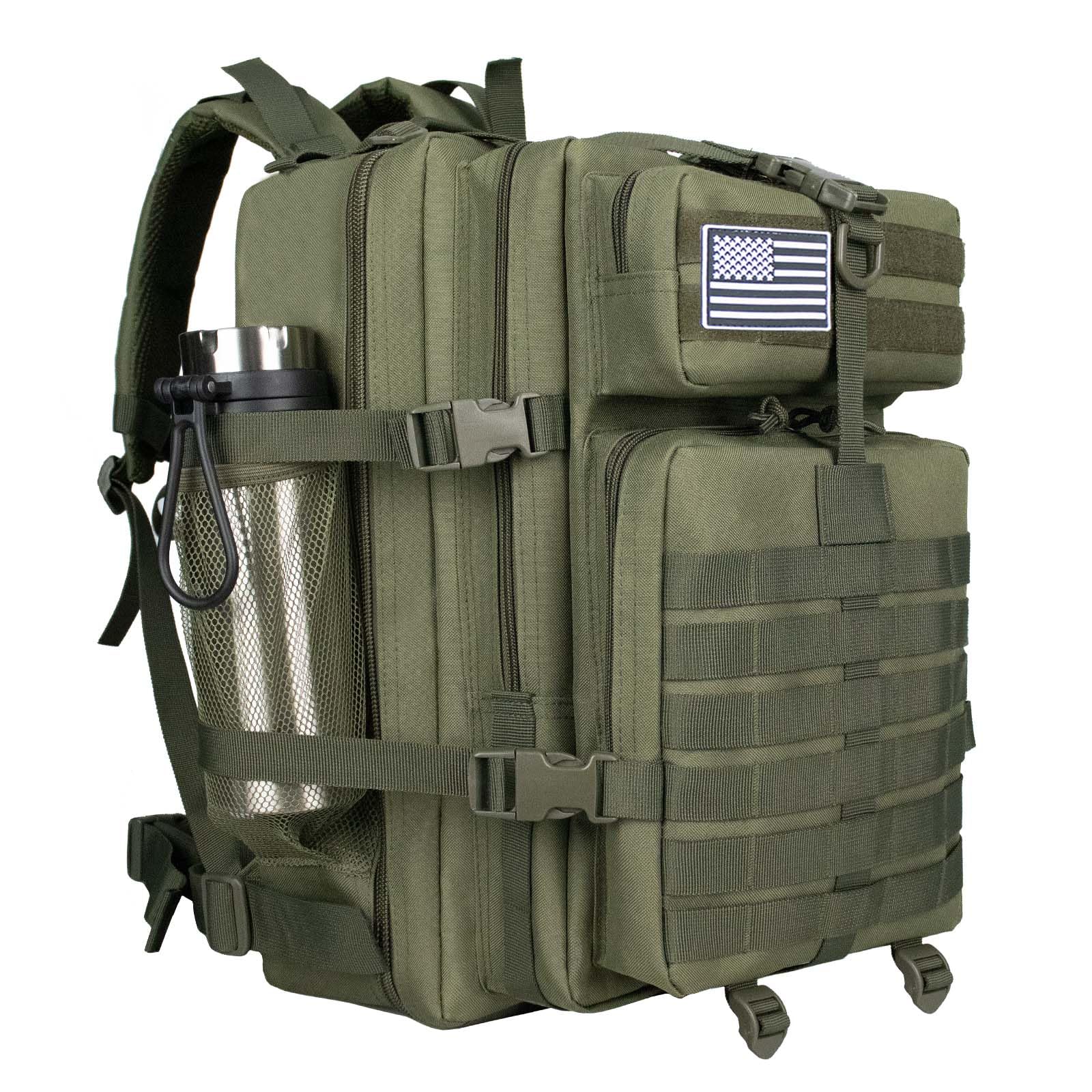 45L Military Tactical Backpack for Men - Waterproof 3-Day Assault Pack with MOLLE System & Hydration Compatible - Perfect for Camping, Hiking, Airsoft & Outdoor Adventures (Army Green)