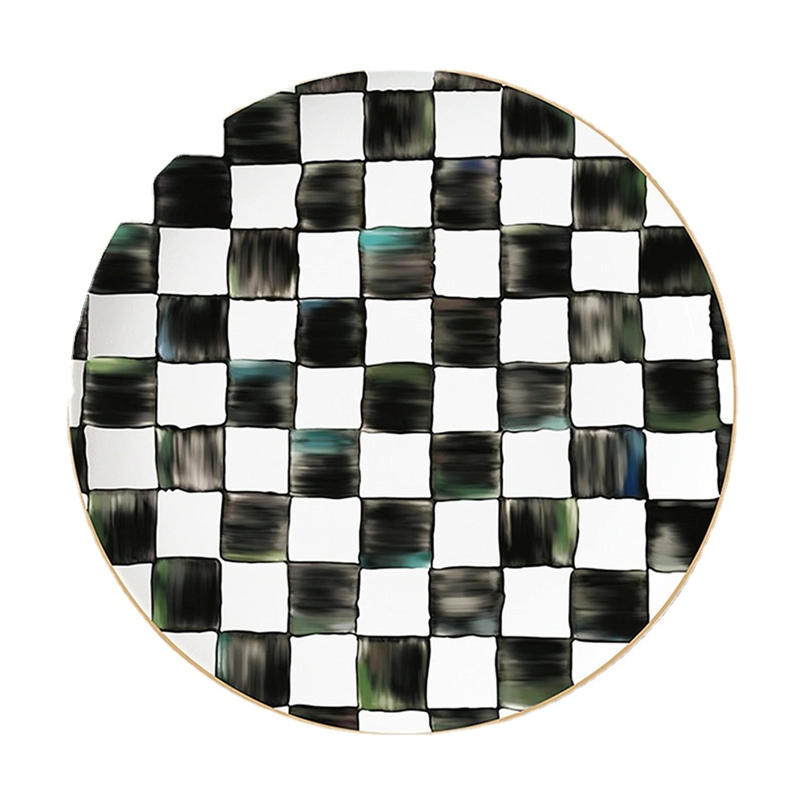WYGOAKG 12-inch Bone China Dinner Plate Set - Round Ceramic Tray for Dessert & Appetizers, Elegant Black and White Chessboard Design, Perfect for Christmas Dinner, Party Serving & Home Decor