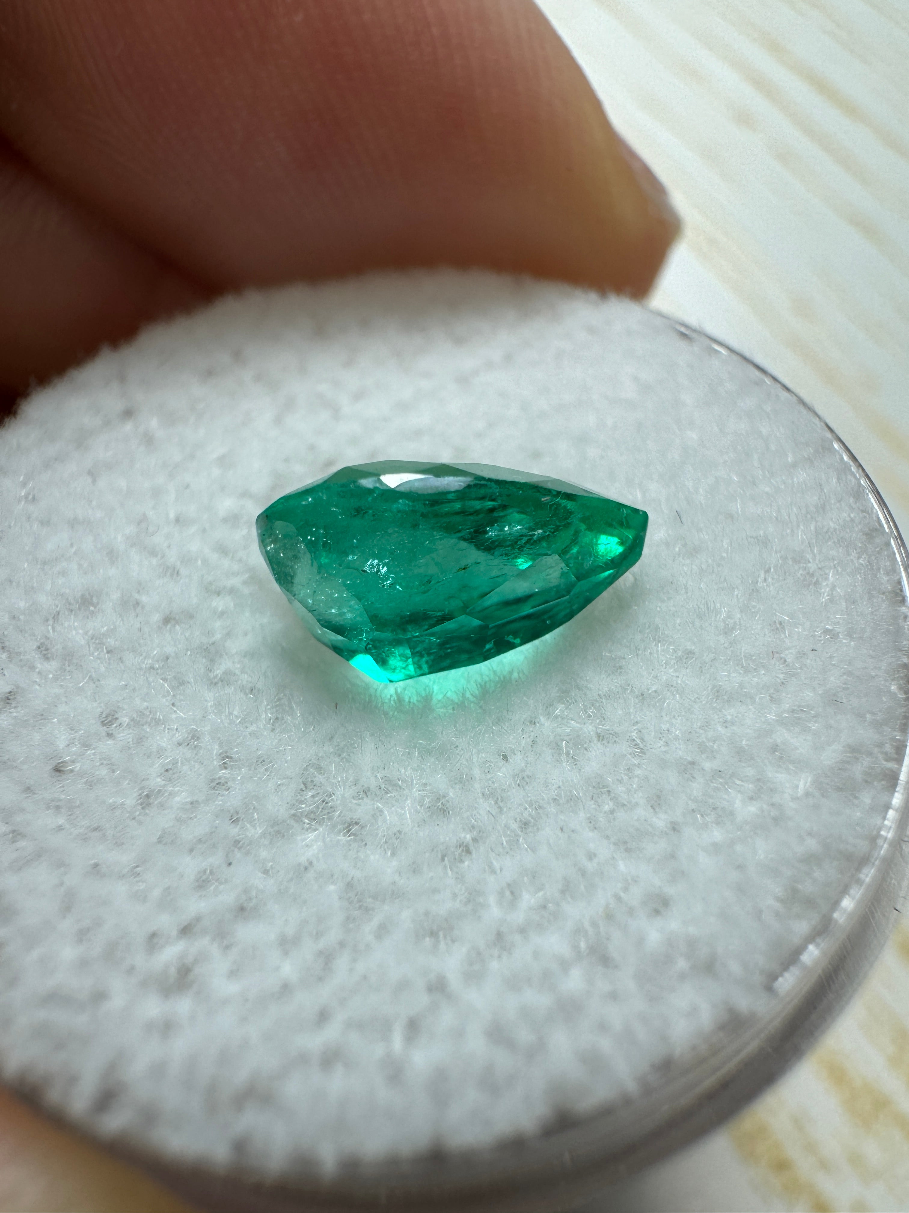 1.80 Carat Chunky Bluish Green Natural Loose Colombian Emerald Pear Cut Gemstone for Jewelry Making, Engagement Rings & Luxury Gifts