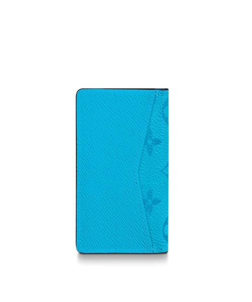 Louis Vuitton Men's Pocket Organizer Wallet in Blue - Slim RFID Blocking Card Holder for Business & Travel