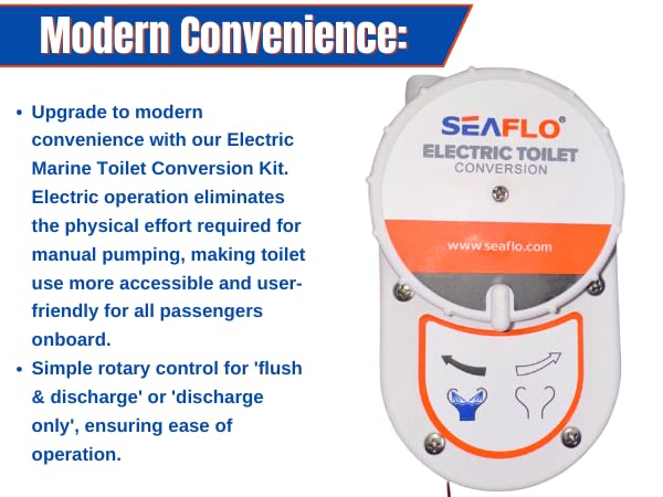 SEAFLO 24V Marine Toilet Conversion Kit - Manual to Electric Upgrade for Boats | Perfect for Sailboats, Yachts & Marine Sanitation Systems