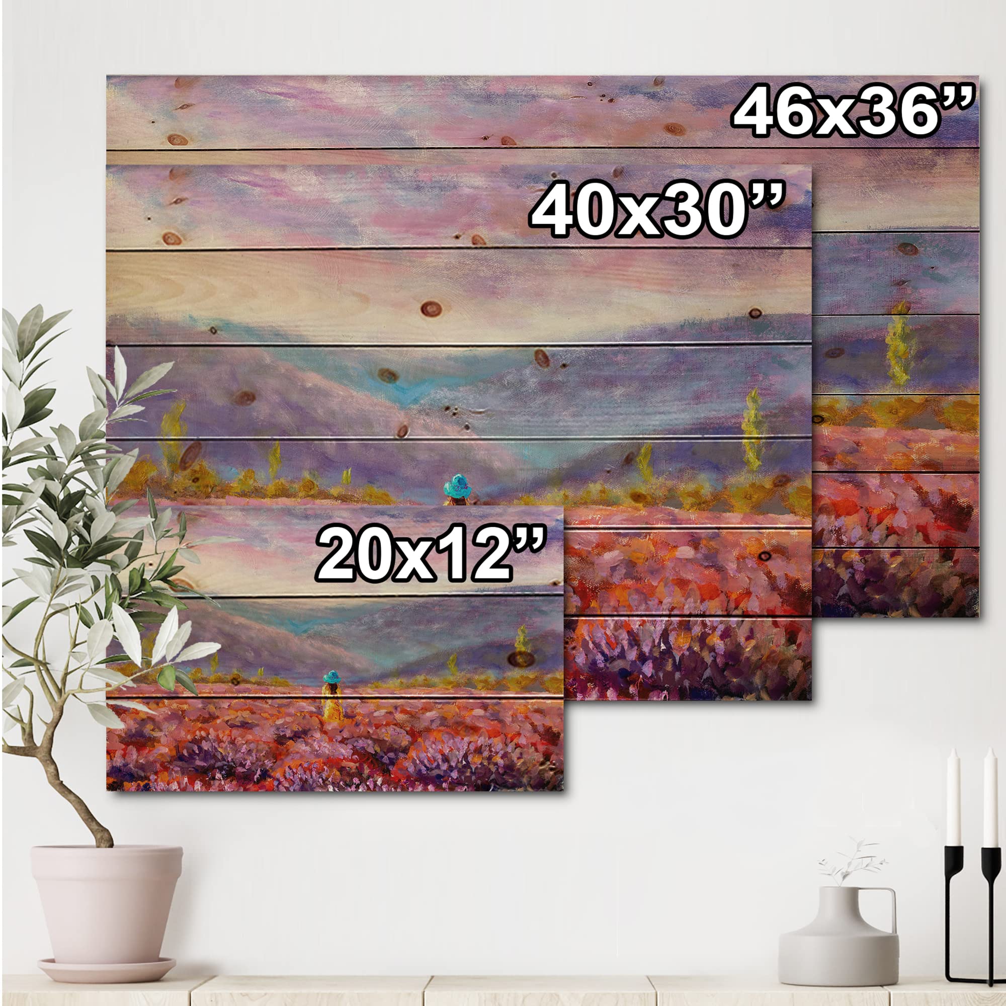 Yellow Dress Woman Wood Wall Art - Traditional Landscape Decor for Living Room