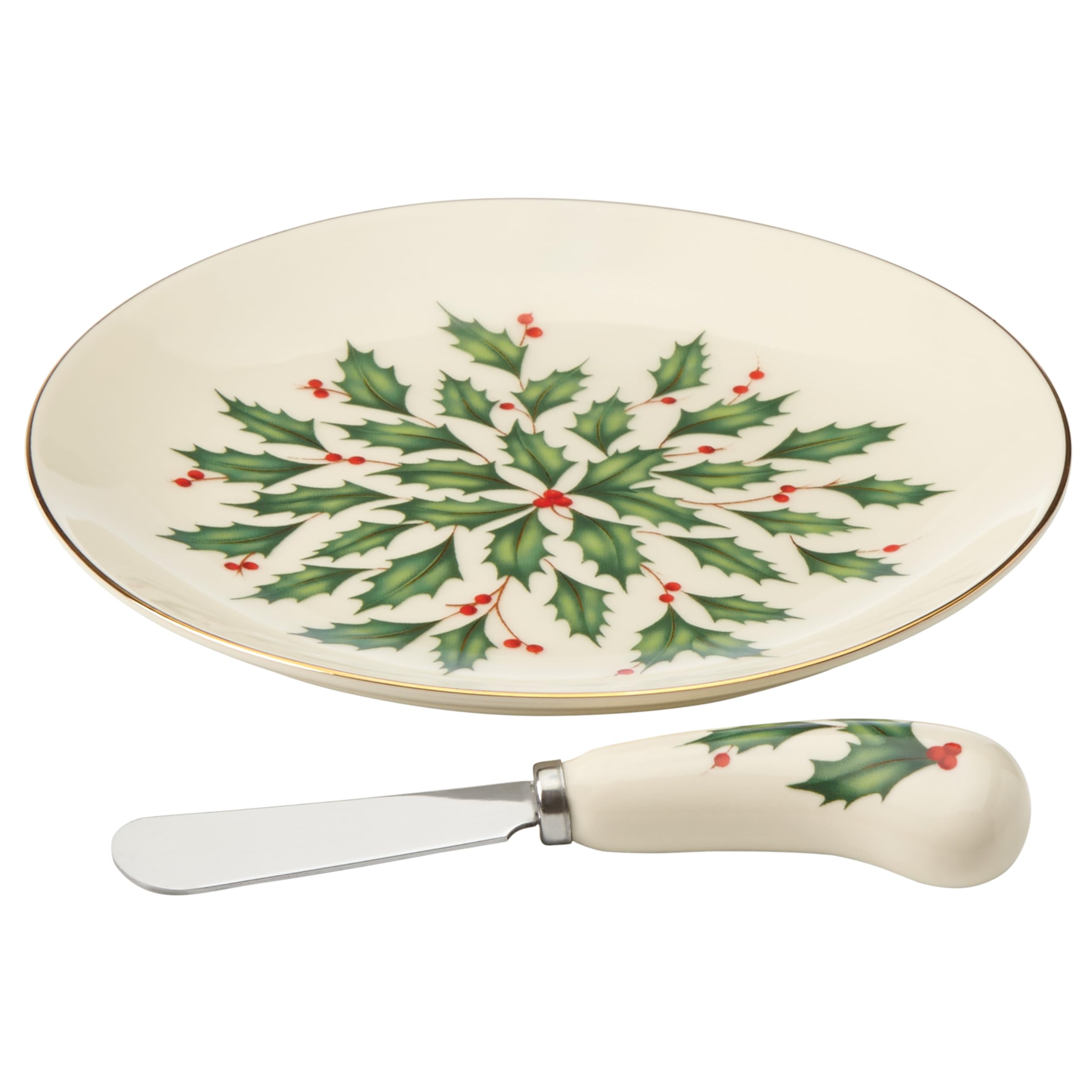 Lenox 863652 Holiday Cheese Plate and Knife Set - Christmas Party Serving Platter for Cheese, Charcuterie & Appetizers - Perfect for Holiday Entertaining, Hostess Gifts & Festive Gatherings