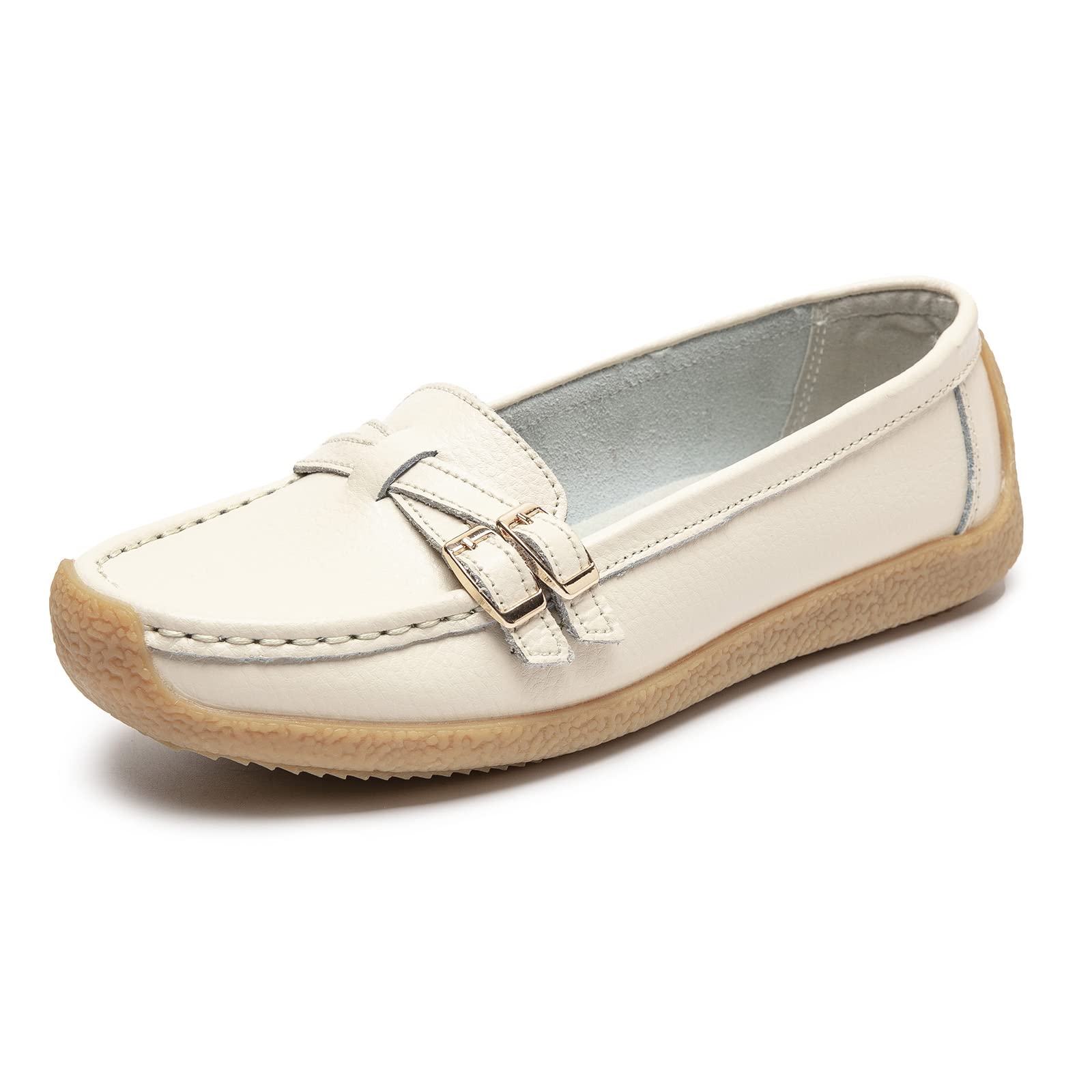 Women's Comfortable Leather Loafers - Casual Wild Driving Flats with Anti-Collision Design - Soft Moccasins for Daily Walking & Work - Perfect for Office, Travel and Weekend Outings