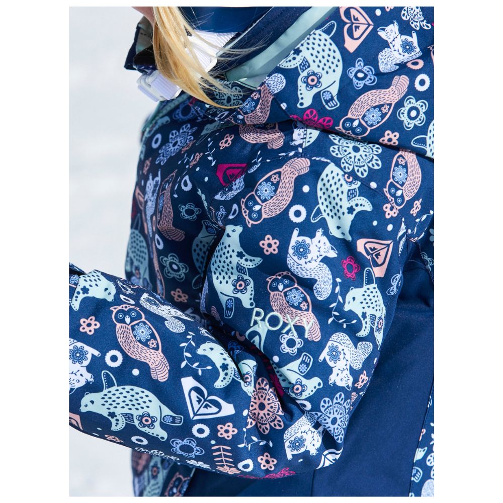 Roxy Snowy Tale Girls Ski Jacket - Waterproof Winter Coat for Kids in Medieval Blue | Perfect for Skiing, Snowboarding & Outdoor Winter Activities