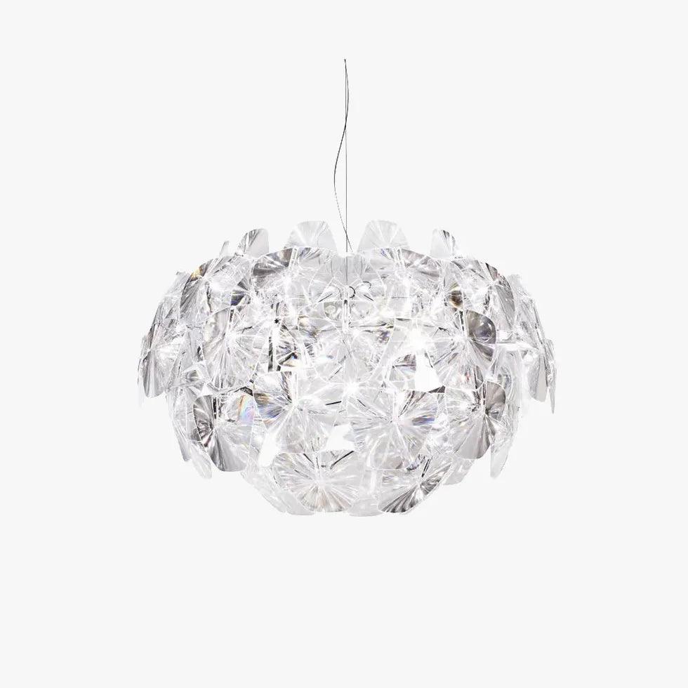 Modern White Crystal Pendant Light - Elegant Spherical Chandelier for Dining Room, Living Room, and Bedroom Lighting