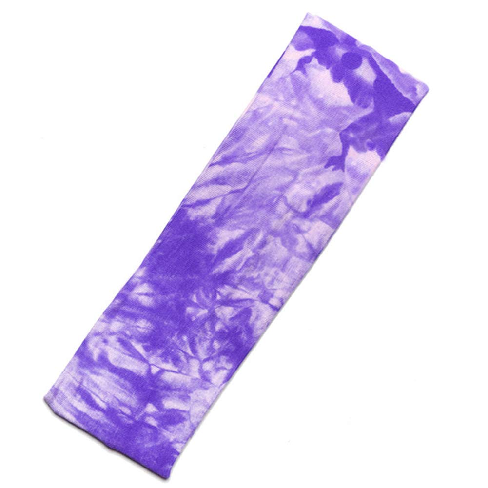 AkoMatial Women's Tie Dye Non-Slip Yoga Headband - Elastic Sweatband for Running, Workouts & Fitness - Breathable Hairband for Women (Purple) - Perfect for Yoga, Gym, Jogging & Active Lifestyles