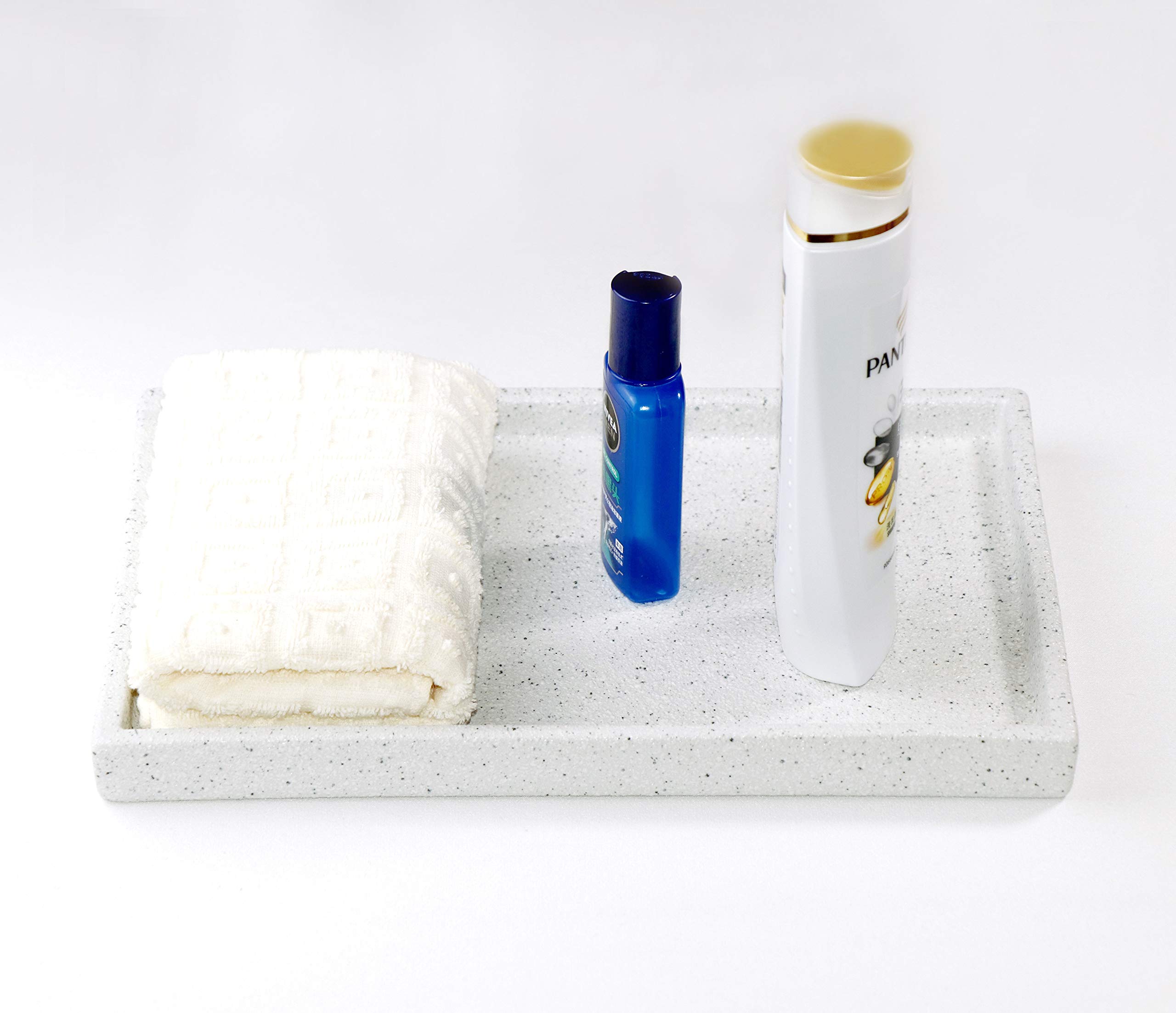 Premium Porcelain Marble Bathroom Tray - Large Rectangle Vanity Organizer for Jewelry, Perfume & Keys | Ceramic Countertop Decor with Non-Slip Base | Perfect for Sink, Dresser & Bathroom Counter Organization