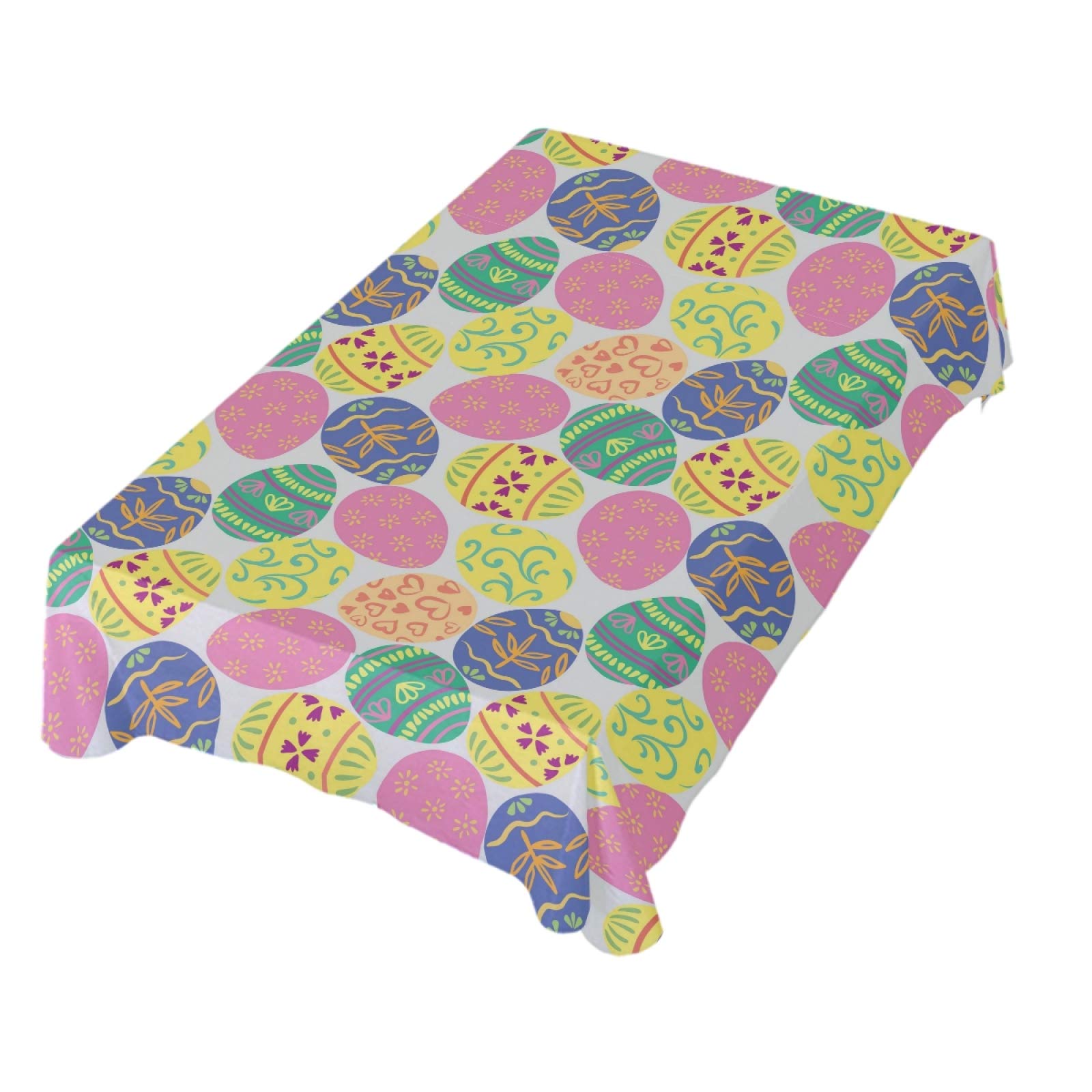Easter Tablecloth 54x72 Inch - Traditional Easter Eggs Design Polyester Rectangle Table Cover for Party, Dinner & Holiday Decorations - Perfect for Easter Celebrations, Spring Gatherings & Festive Dining Tables