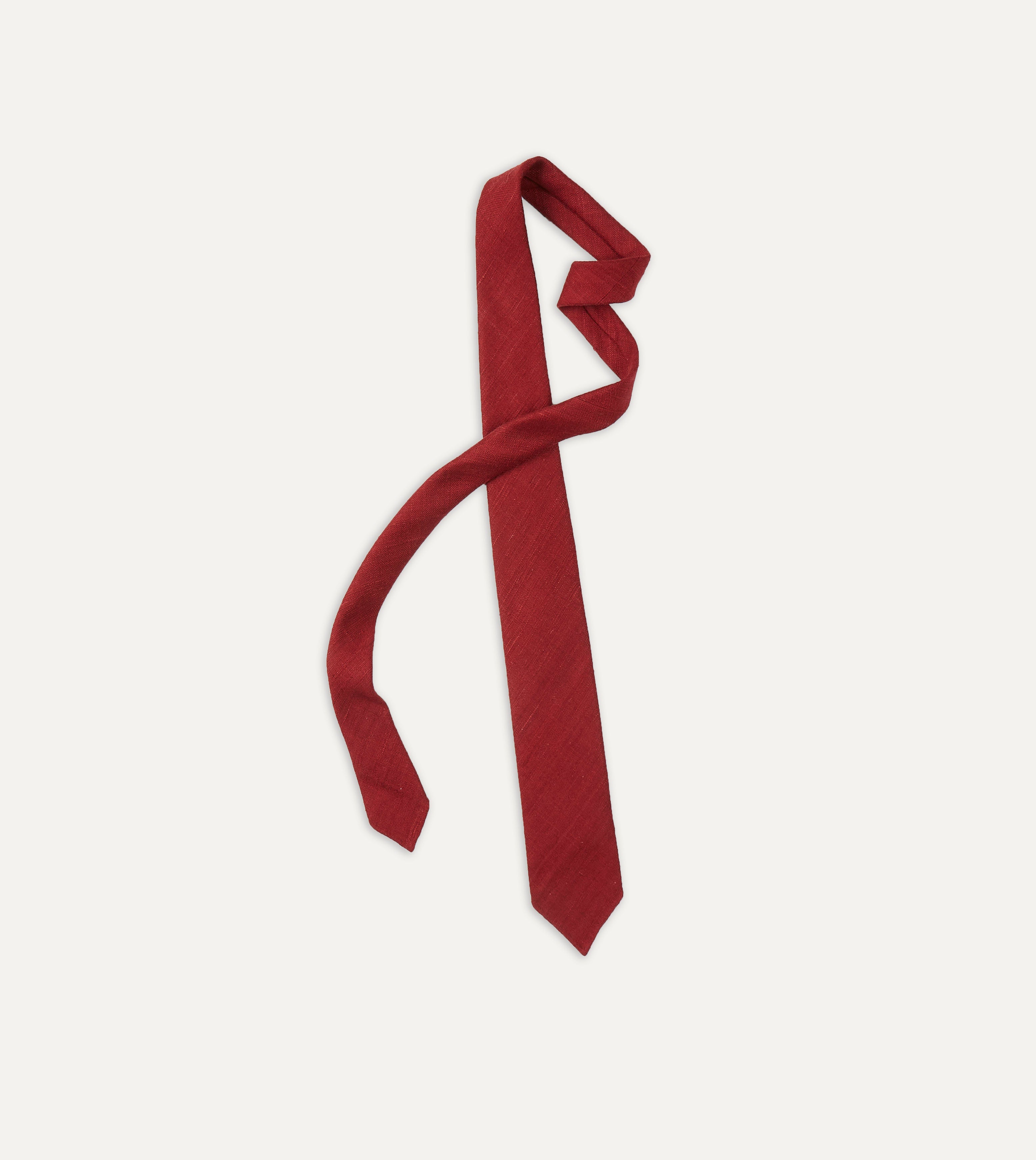 Handmade Red Tussah Silk Tie - Premium Hand Rolled Necktie for Men - Perfect for Weddings, Business Meetings & Formal Occasions