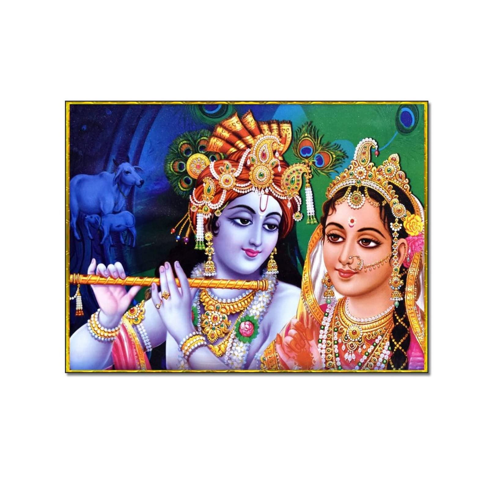 Krishna Radha Hindu God Canvas Painting - Religious Wall Art Decor for Living Room & Bedroom - 24x32 Inch (60x80cm) - Perfect for Spiritual Home Decor & Meditation Spaces