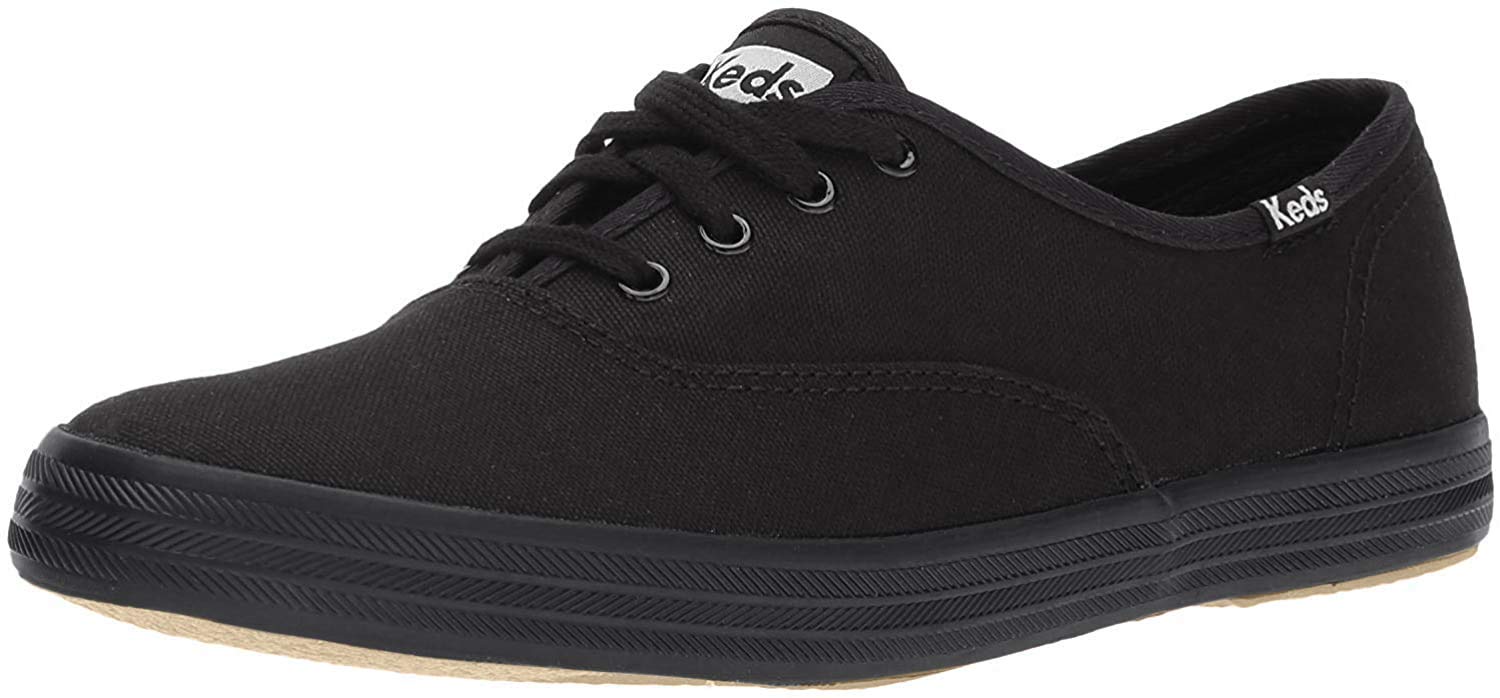 Keds Women's Champion Black Leather Wide Width Sneakers Size 13 - Comfortable Casual Shoes for Walking, Work & Everyday Wear