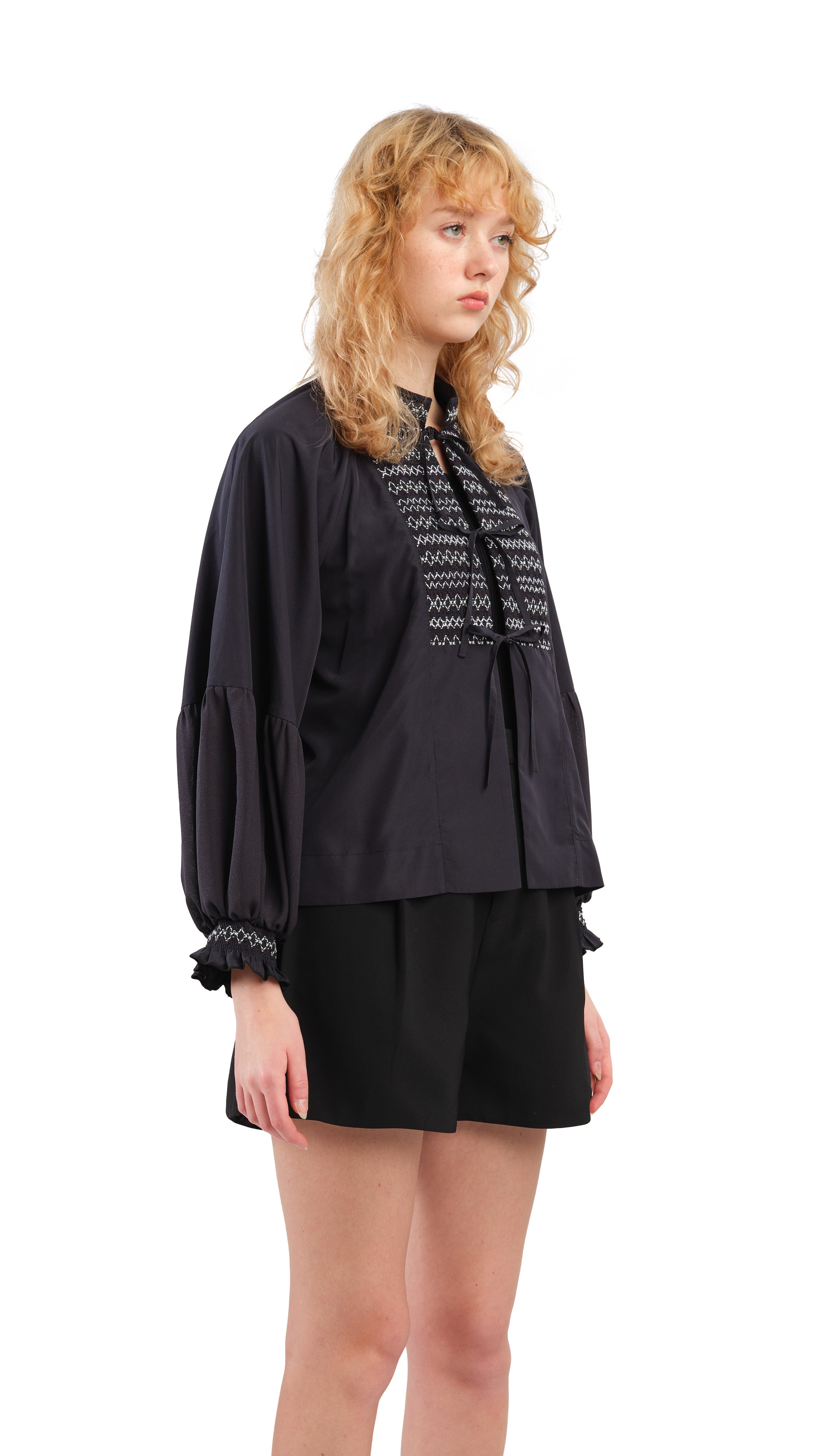 Stylish Smocking Balloon Sleeves Jacket for Women - Trendy Blouse with Puff Sleeves - Perfect for Casual Outings, Date Nights & Office Wear