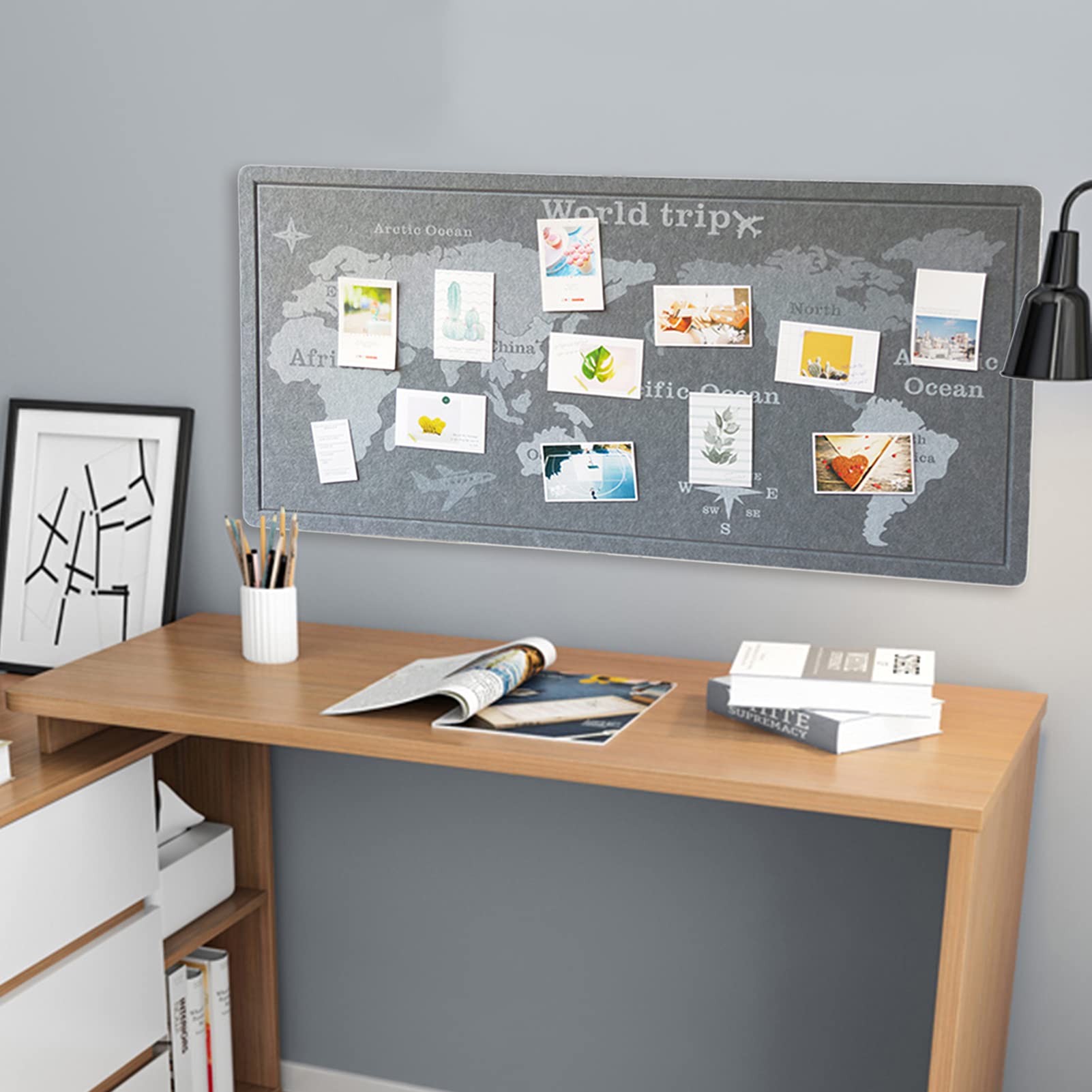 Premium Felt Bulletin Board with Push Pins - 48