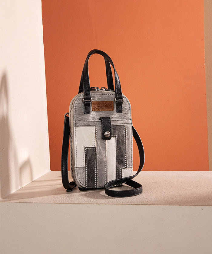Wrangler Denim Textured Phone Purse - Stylish Crossbody Bag for Women | Perfect for Travel, Shopping & Everyday Use