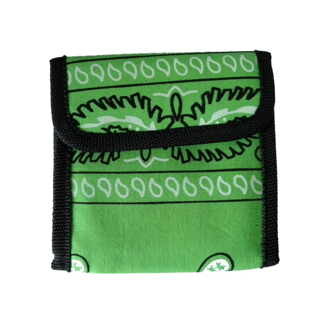 Green Cotton Bandana Wallet and Bill Fold - Stylish and Durable for Outdoor Adventures and Travel