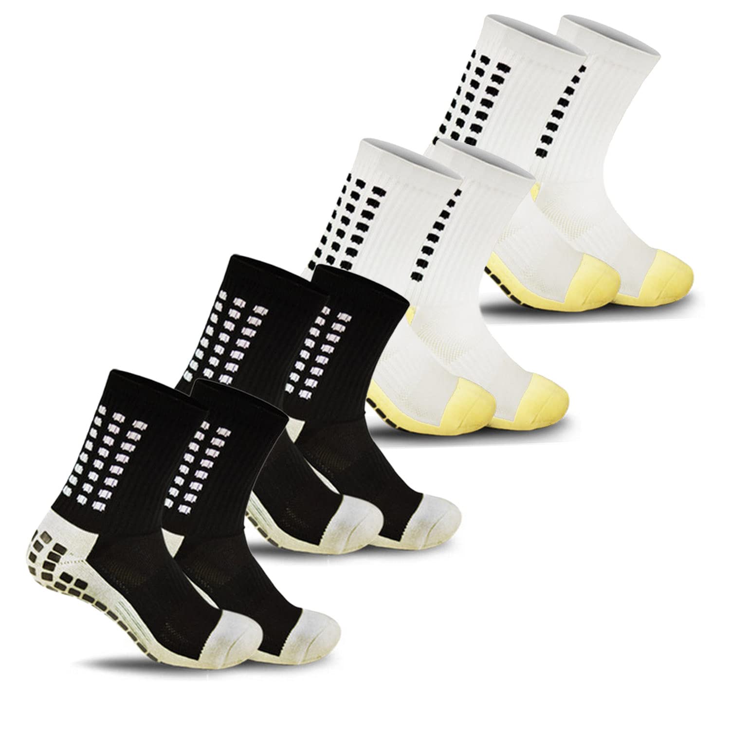 4 Pairs Non-Slip Soccer & Basketball Socks - Breathable Athletic Grip Socks for Men & Women - Perfect for Sports, Running, Gym Workouts and Daily Wear