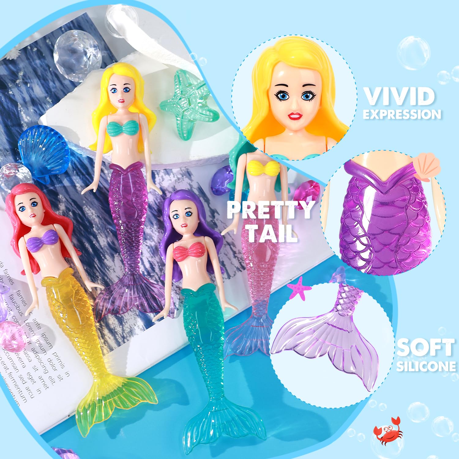 EIMMBD 36pcs Diving Gem Pool Toys Set - Colorful Plastic Diamonds with Treasure Pirate Box - Fun Swimming & Diving Toys for Kids - Perfect for Pool Parties, Beach Games & Underwater Treasure Hunts