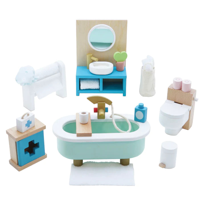Miniature Wooden Dollhouse Bathroom Set - Realistic DIY Doll Accessories for Kids & Collectors - Perfect for Playrooms, Model Homes & Creative Projects