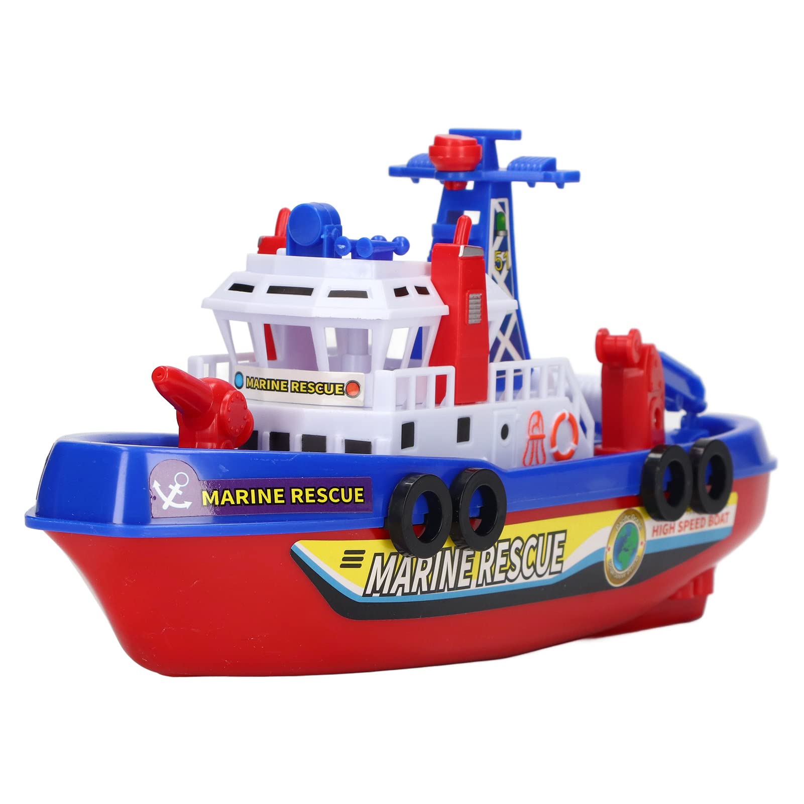 Electric Fire Boat Bathtub Toy for Kids - Water Spraying, Music & Lights, Safe Rounded Edges - STEM Educational Bath Toy for Boys & Girls | Perfect for Bathtime Fun & Early Learning Play