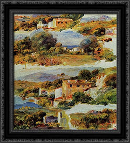 Pierre Auguste Renoir Houses at Cagnes 20x22 Inch Black Ornate Wood Framed Canvas Art Print - Premium Wall Decor for Living Room, Bedroom & Office