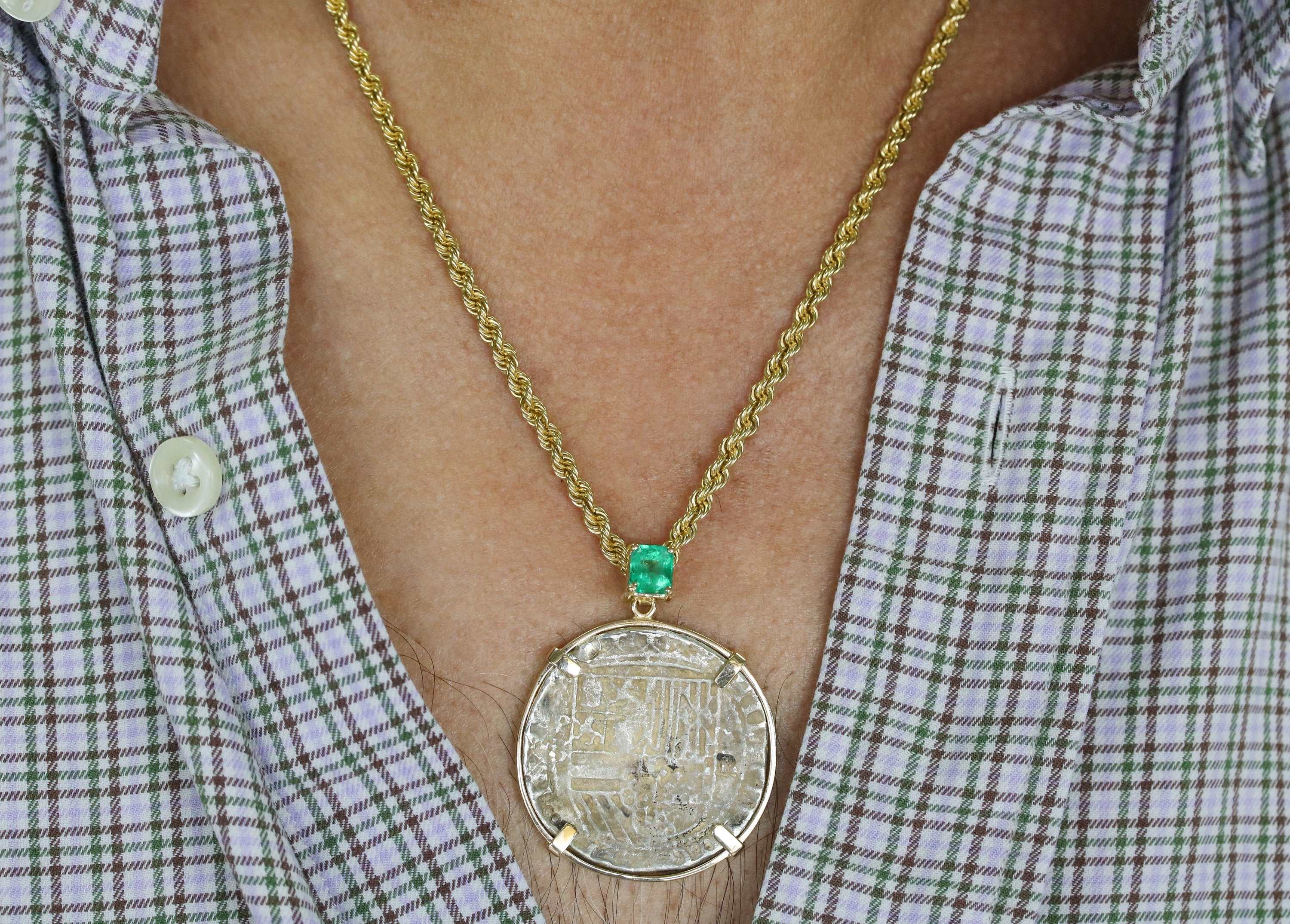 1.10 Carat Unisex Shipwreck Atocha Medallion Pendant - 14K Yellow Gold & 925 Sterling Silver - Perfect for Treasure Hunters, History Buffs & Unique Jewelry Gifts