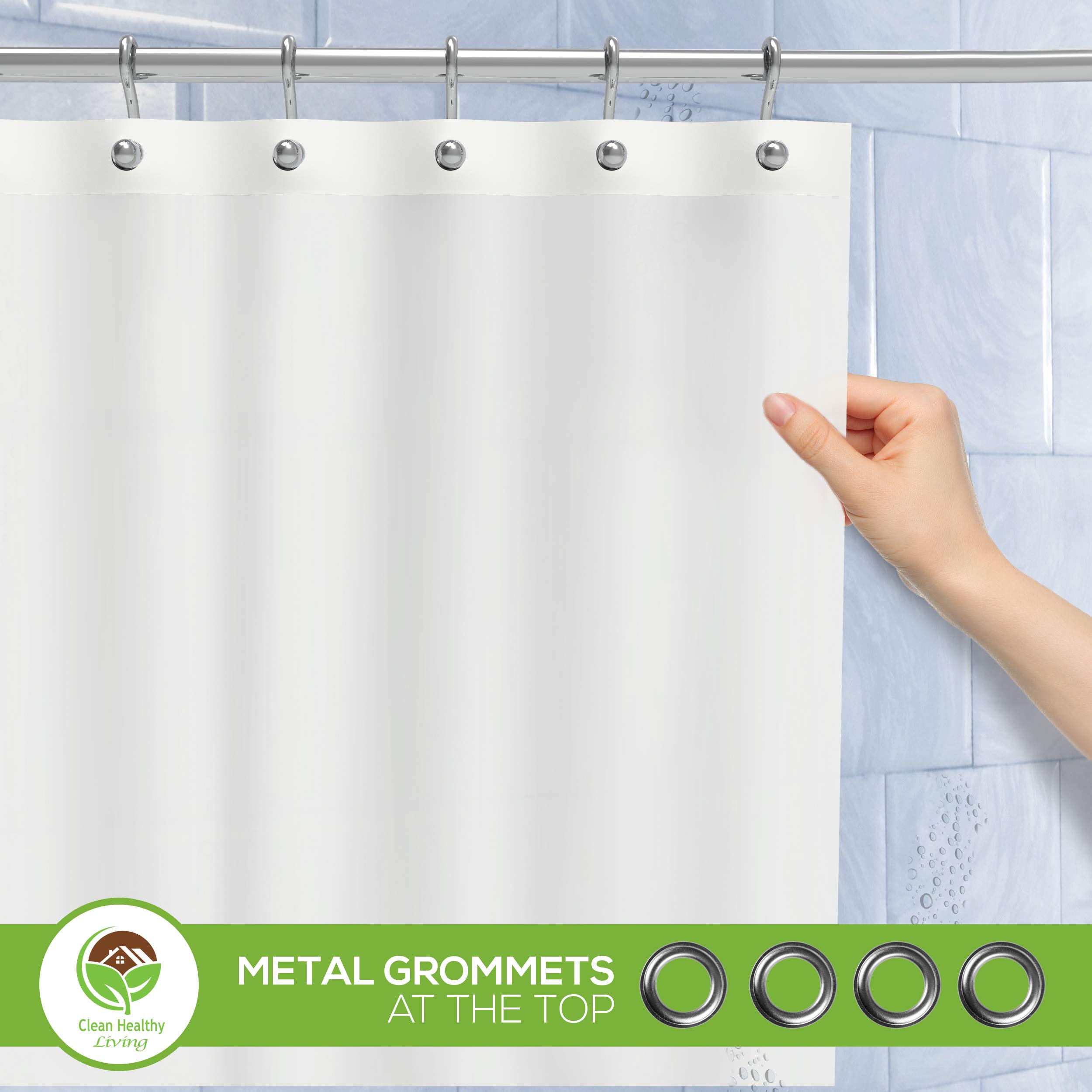 Premium Heavy Duty PEVA White Shower Curtain Liner with Strong Magnets & Suction Cups - 70x72 Inches, Waterproof Bathroom Decor for Home, Hotel, and Apartment Use