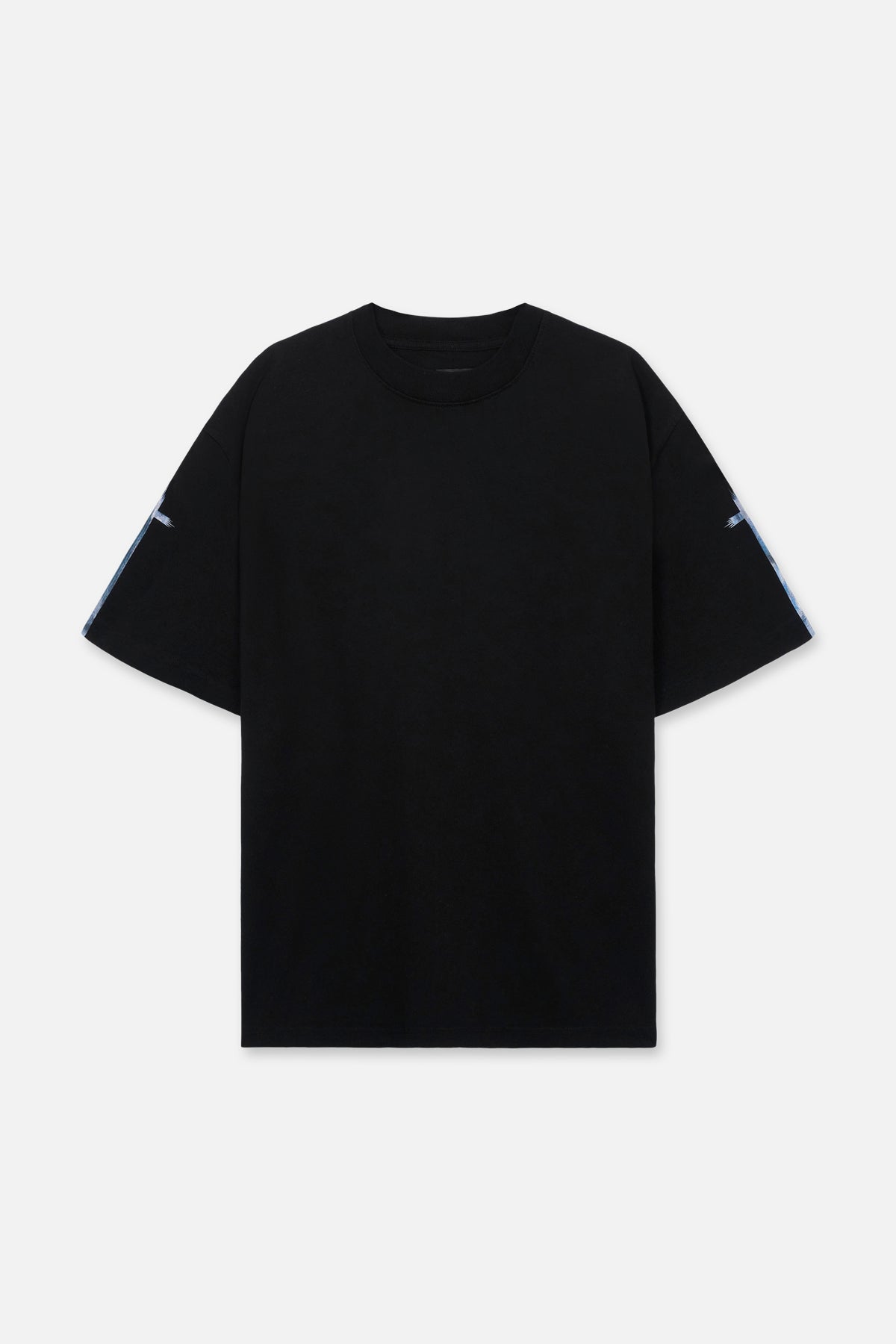 Colt Tee - Black Metallic Sleeve Cross T-Shirt for Men | Edgy Rock Style Top for Concerts, Night Out & Streetwear Fashion
