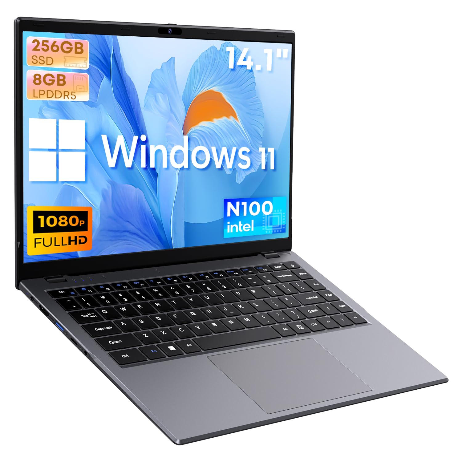 CHUWI GemiBook XPro 14.1'' Laptop - Intel 12th Gen N100 Processor (Up to 3.4GHz), 8GB LPDDR5 RAM, 256GB SSD (Expandable to 1TB), Windows 11, 1920x1080 FHD Display, WiFi 6, Bluetooth 5.2, HDMI & Type-C Ports, 2MP Camera, 5000mAh Battery | Perfect for Remote Work, Online Learning & Business Travel