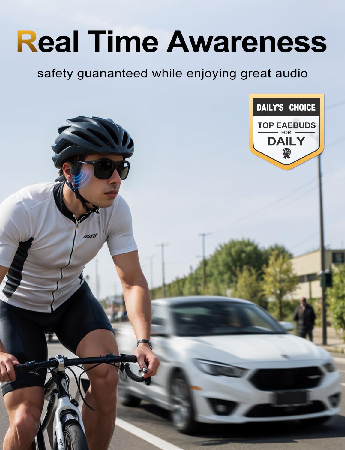 Lightweight Open Ear Bone Conduction Headphones with Built-in Mic - IPX5 Waterproof Sport Headset for Running, Cycling, Driving & Workouts - Extra Comfort for Outdoor Activities & Gym Training