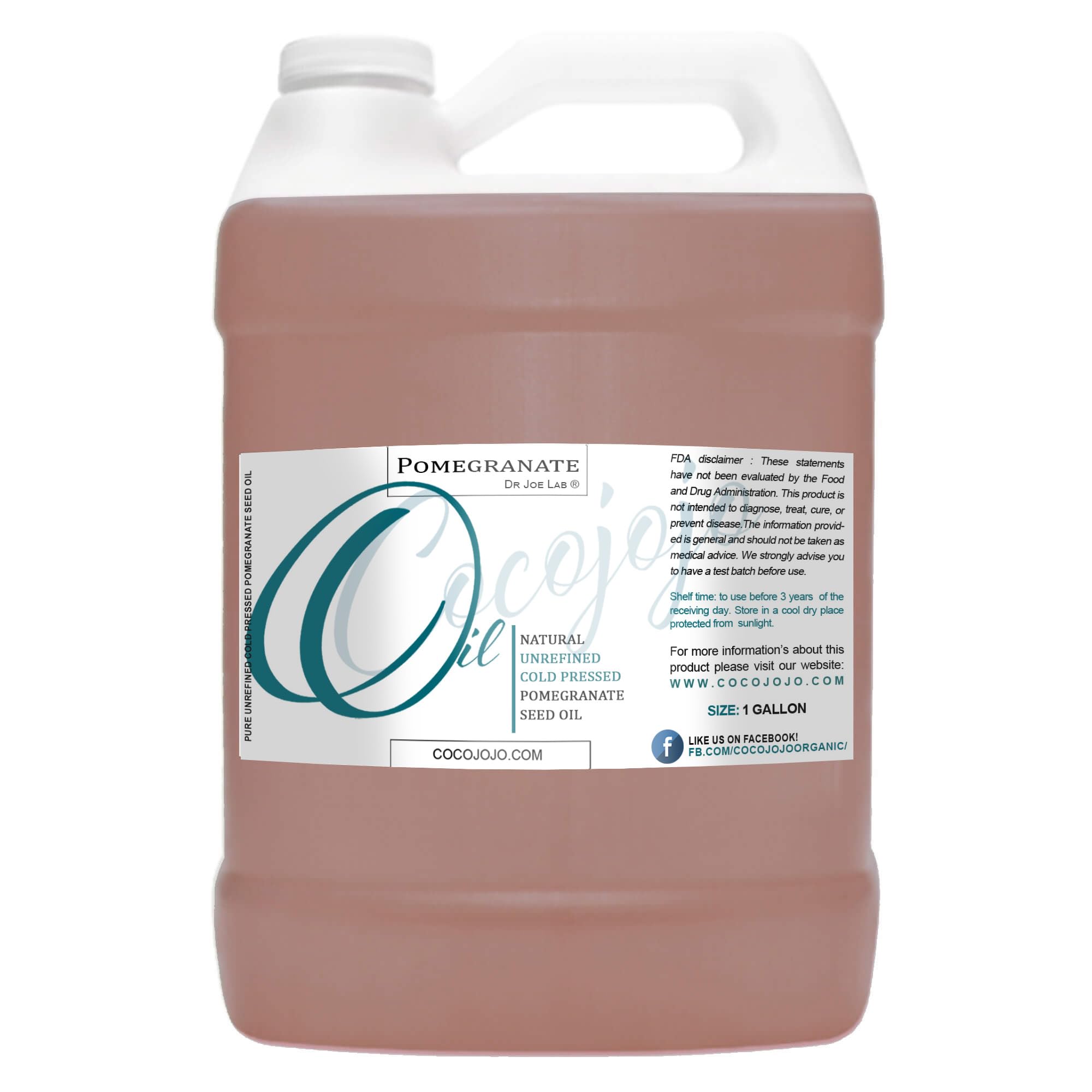 Pure Cold Pressed Pomegranate Seed Oil 1 Gallon (128 oz) - Unrefined Extra Virgin for Hair, Skin, Nails & Beard Care - Natural Moisturizer to Hydrate & Nourish - Perfect for DIY Beauty, Massage & Aromatherapy