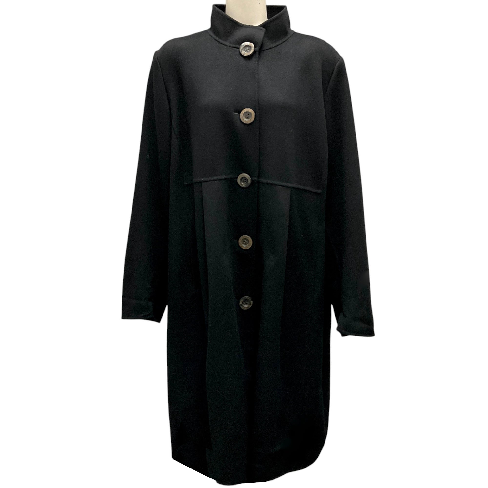 Marina Rinaldi Women's Black Wool Cashmere Blend Mid-Length Winter Coat - Perfect for Office, Evening Events & Cold Weather Fashion